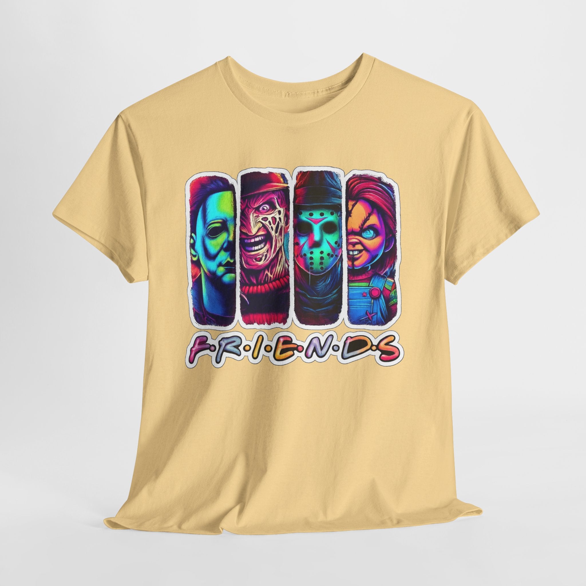 Halloween Horror Icons "Friends" T-Shirt — Neon Retro Slasher Tee