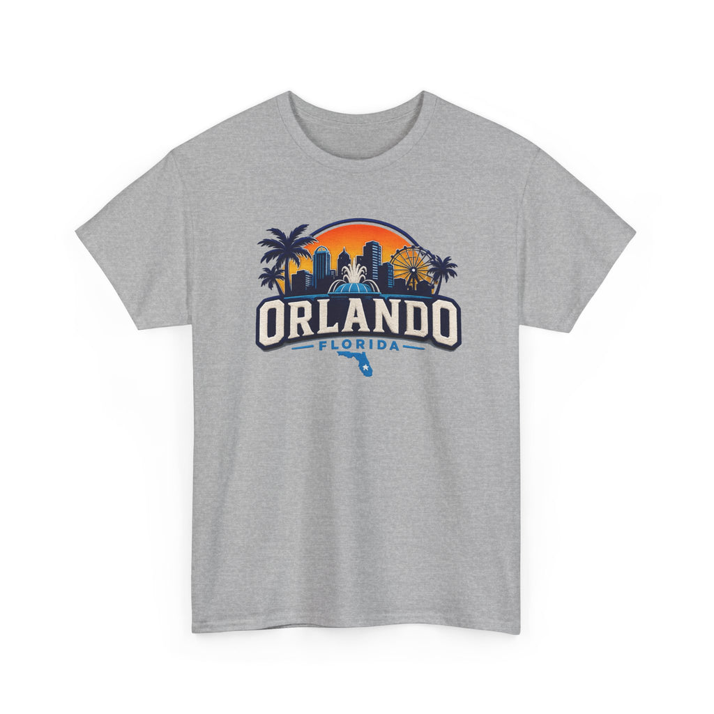 Orlando Florida Sunset T-Shirt — Retro Skyline & Palm Tree Vacation Tee