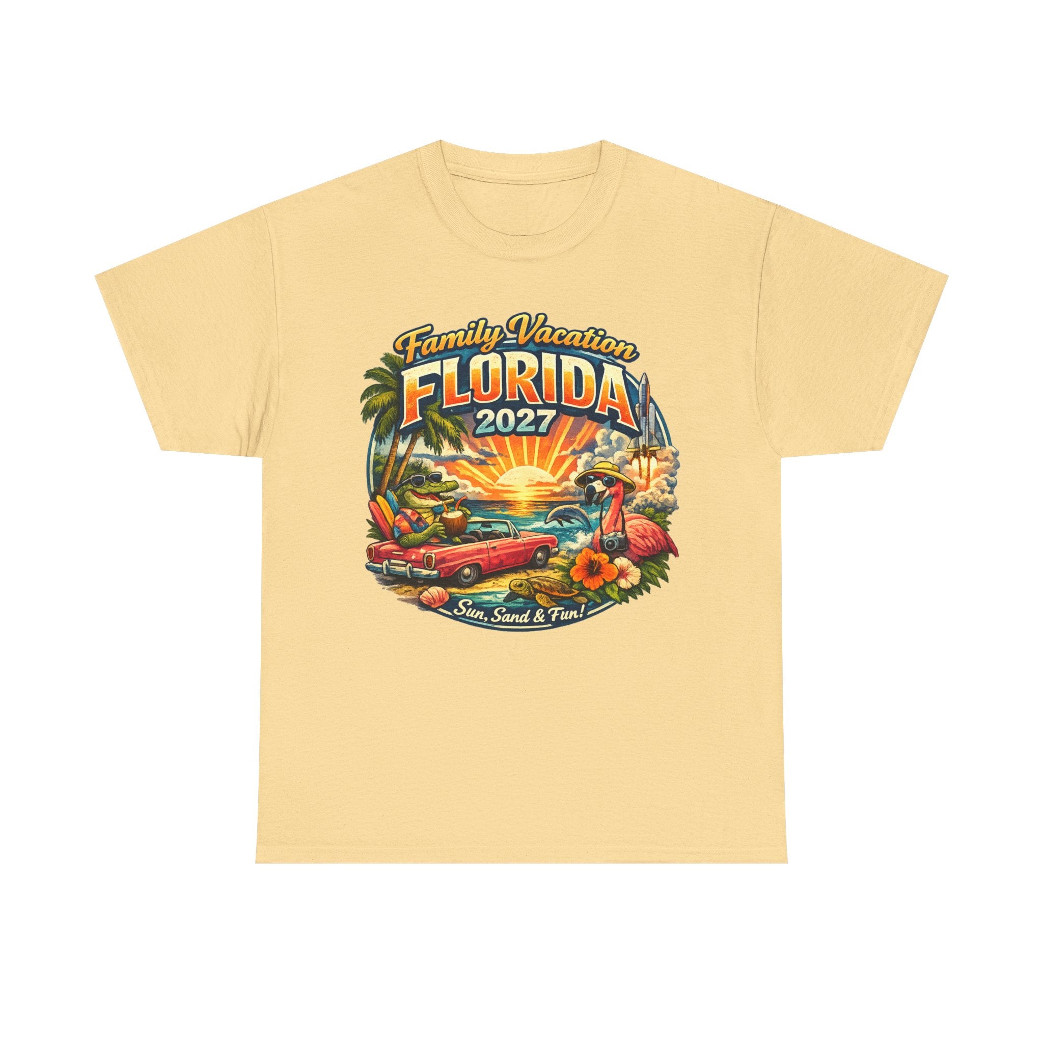 Florida Family Vacation 2027 T-Shirt — Retro Sunset Beach Design