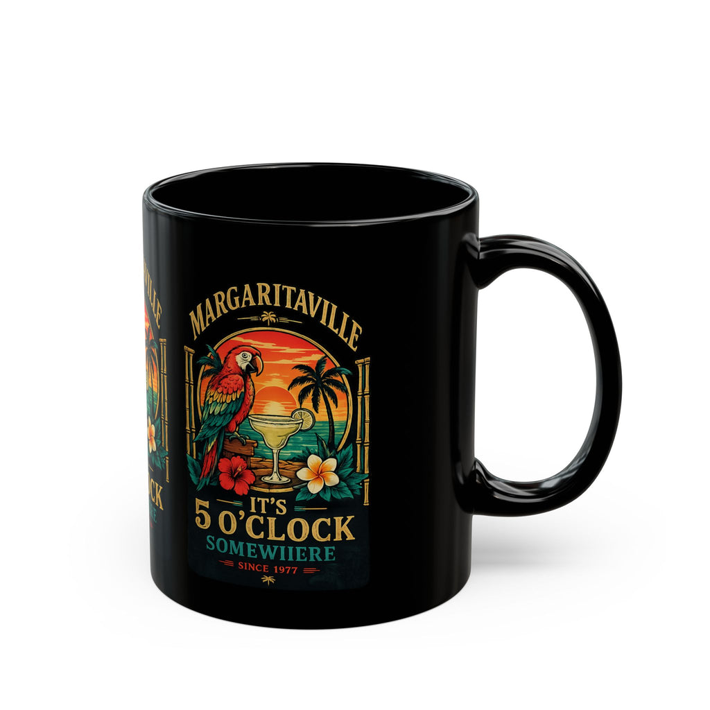 Margaritaville 5 O'Clock Mug – Black Tropical Parrot Cocktail Coffee Cup