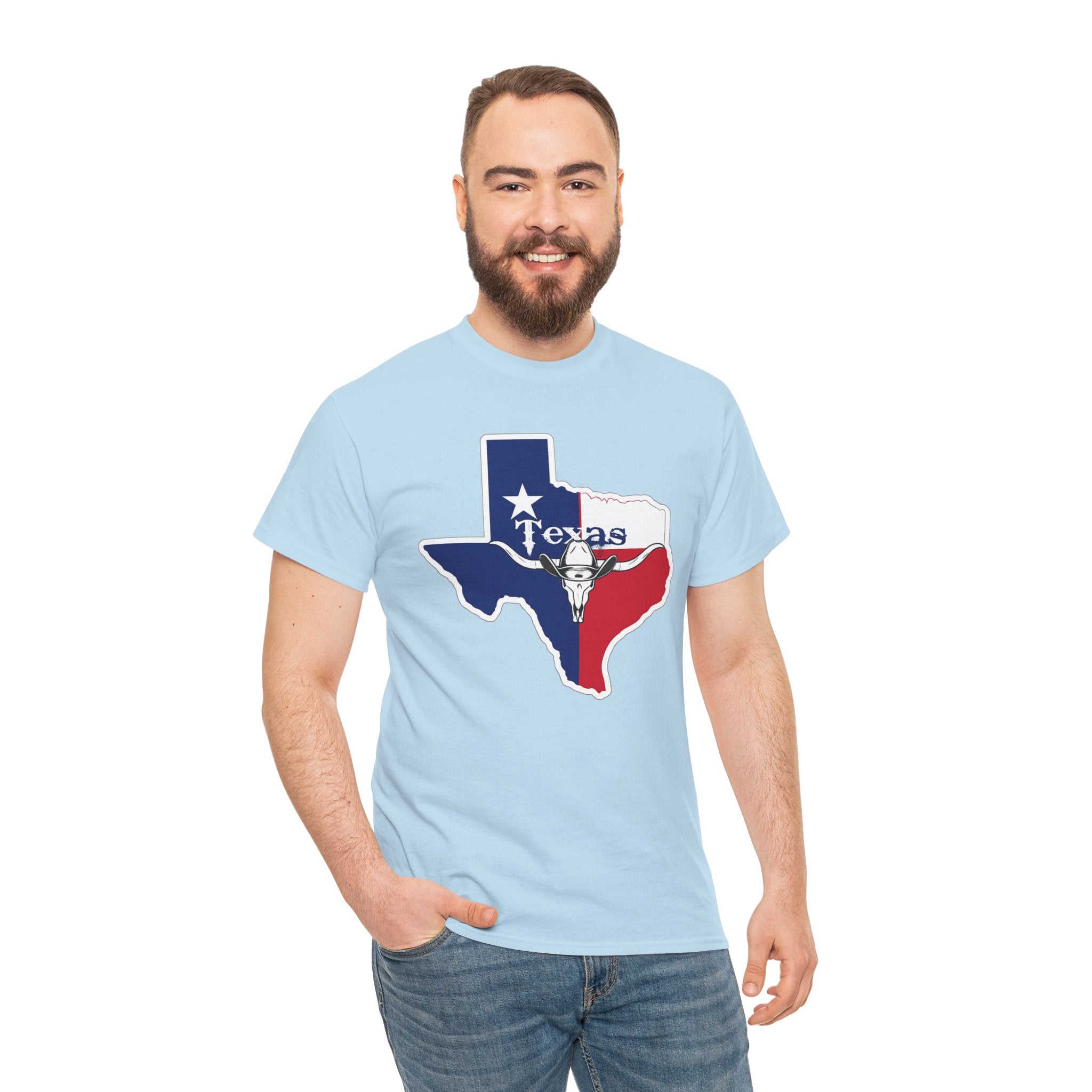 Texas Flag Outline T-Shirt — Lone Star State Map Tee with 'Texas' Text