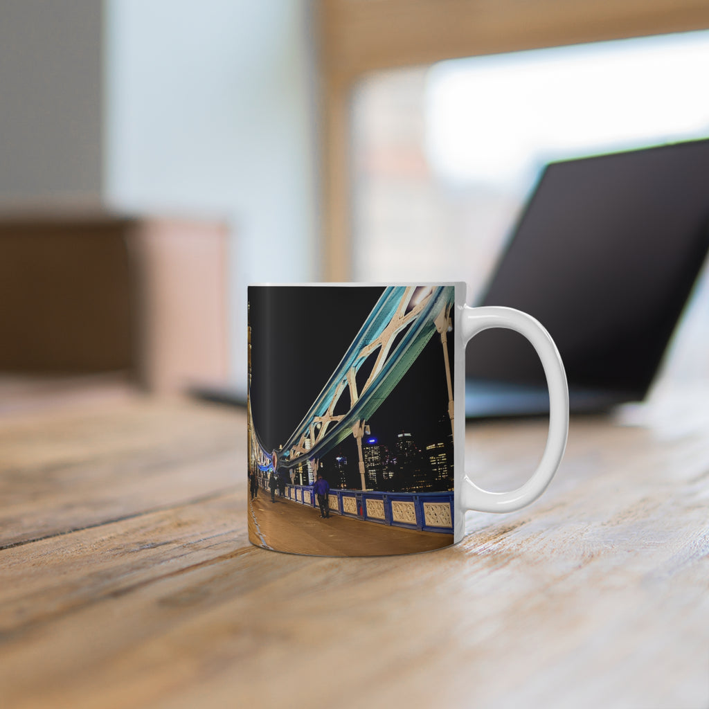 London Tower Bridge Night Photo Mug — Ceramic Coffee Cup, 11oz & 15oz