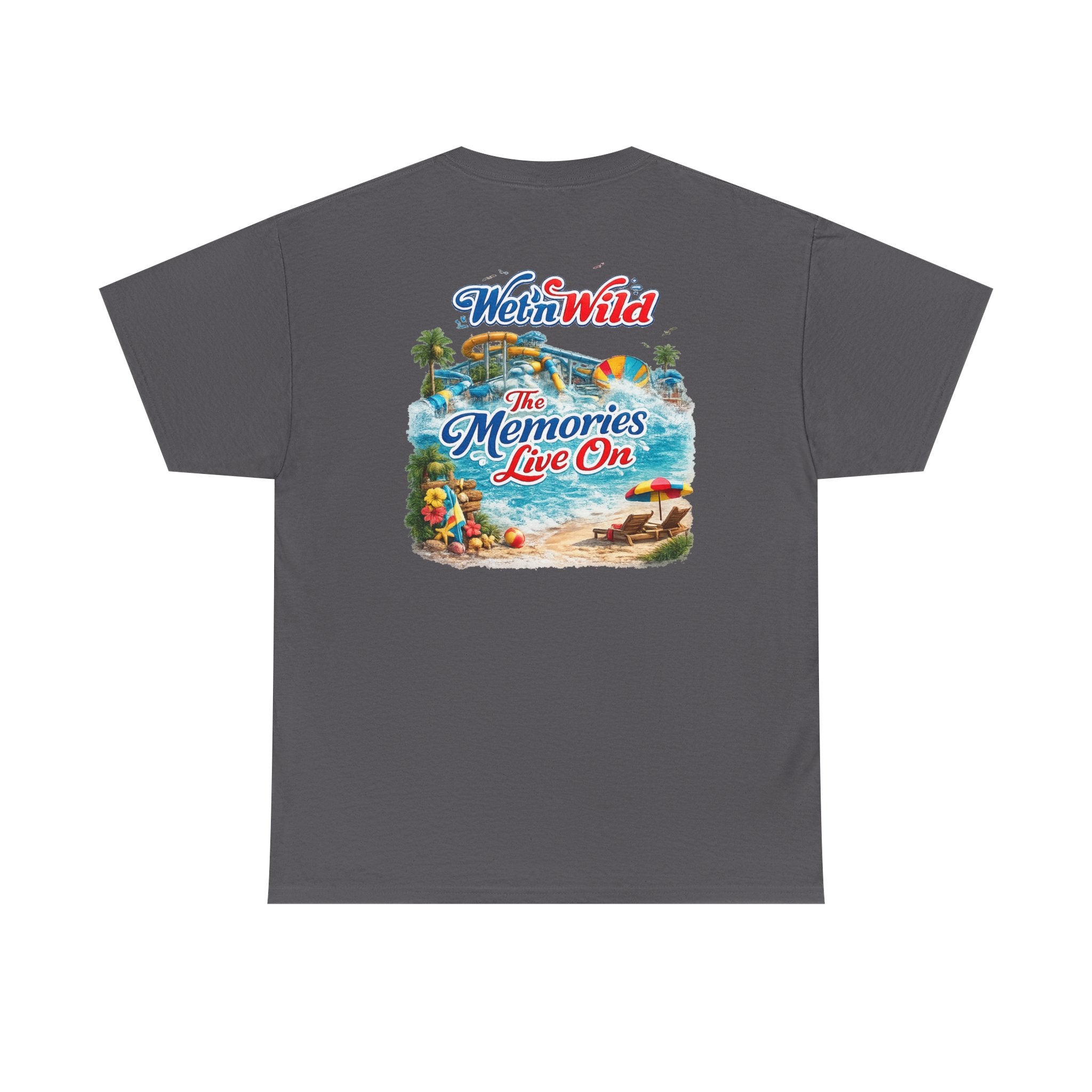 Wet'n Wild Beach Tee — "The Memories Live On" Retro Island Graphic Shirt