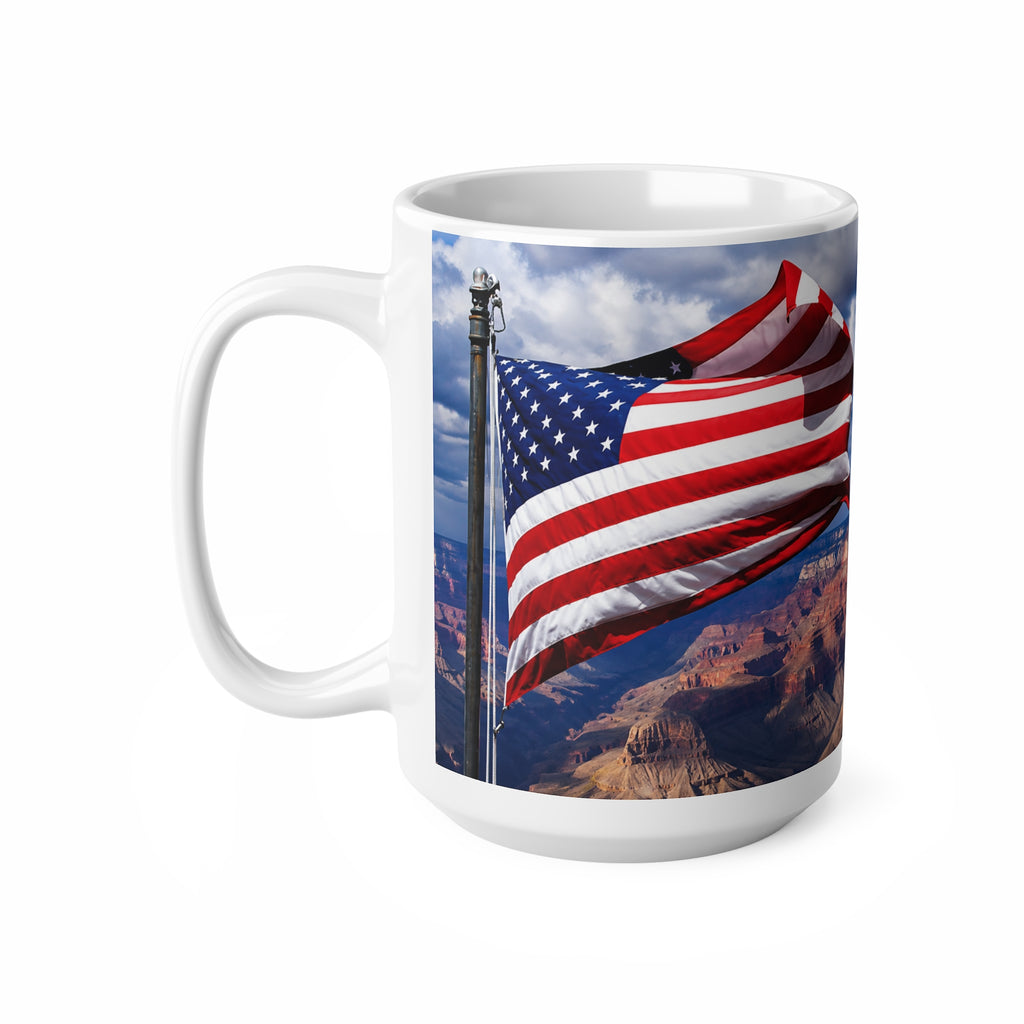 American Flag over the Grand Canyon Coffee Mug – Patriotic USA Ceramic Mug (11oz, 15oz)