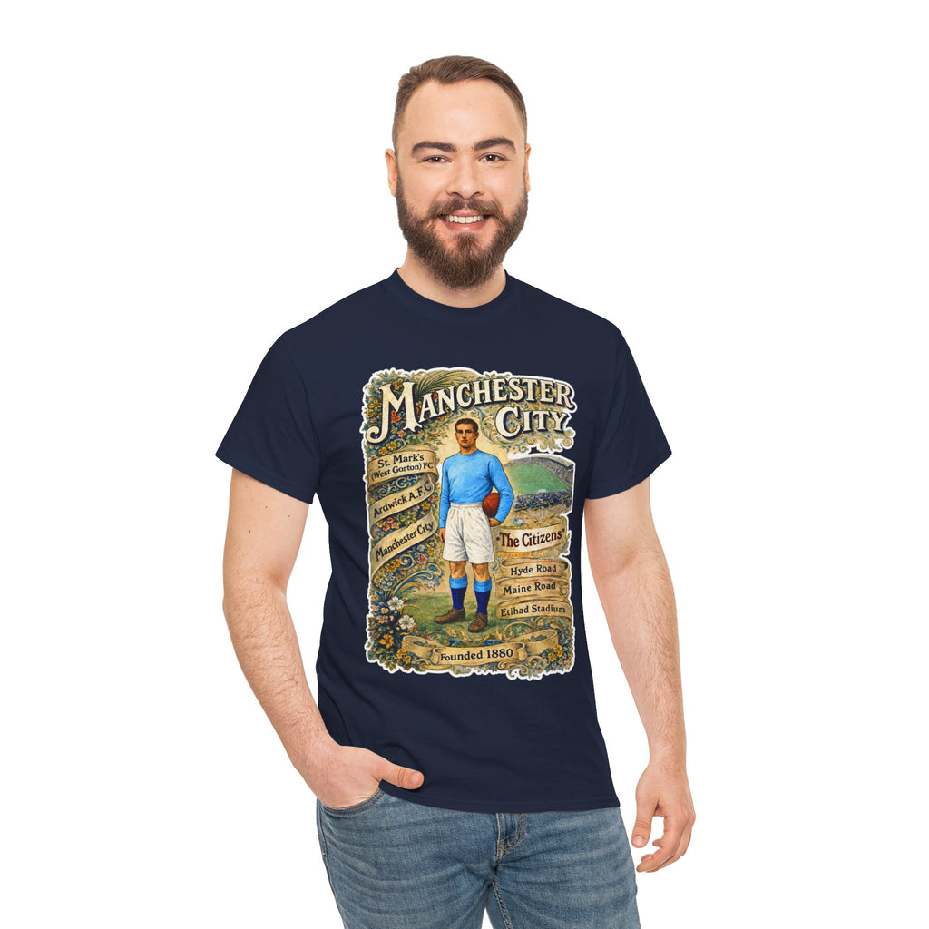Manchester City Vintage Football Tee — Retro Soccer Graphic T-Shirt