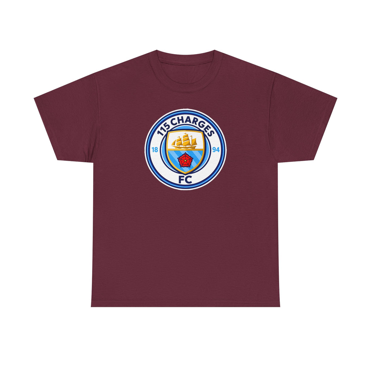 115 Charges FC Crest Cotton Tee — Vintage Blue Club Logo T-Shirt