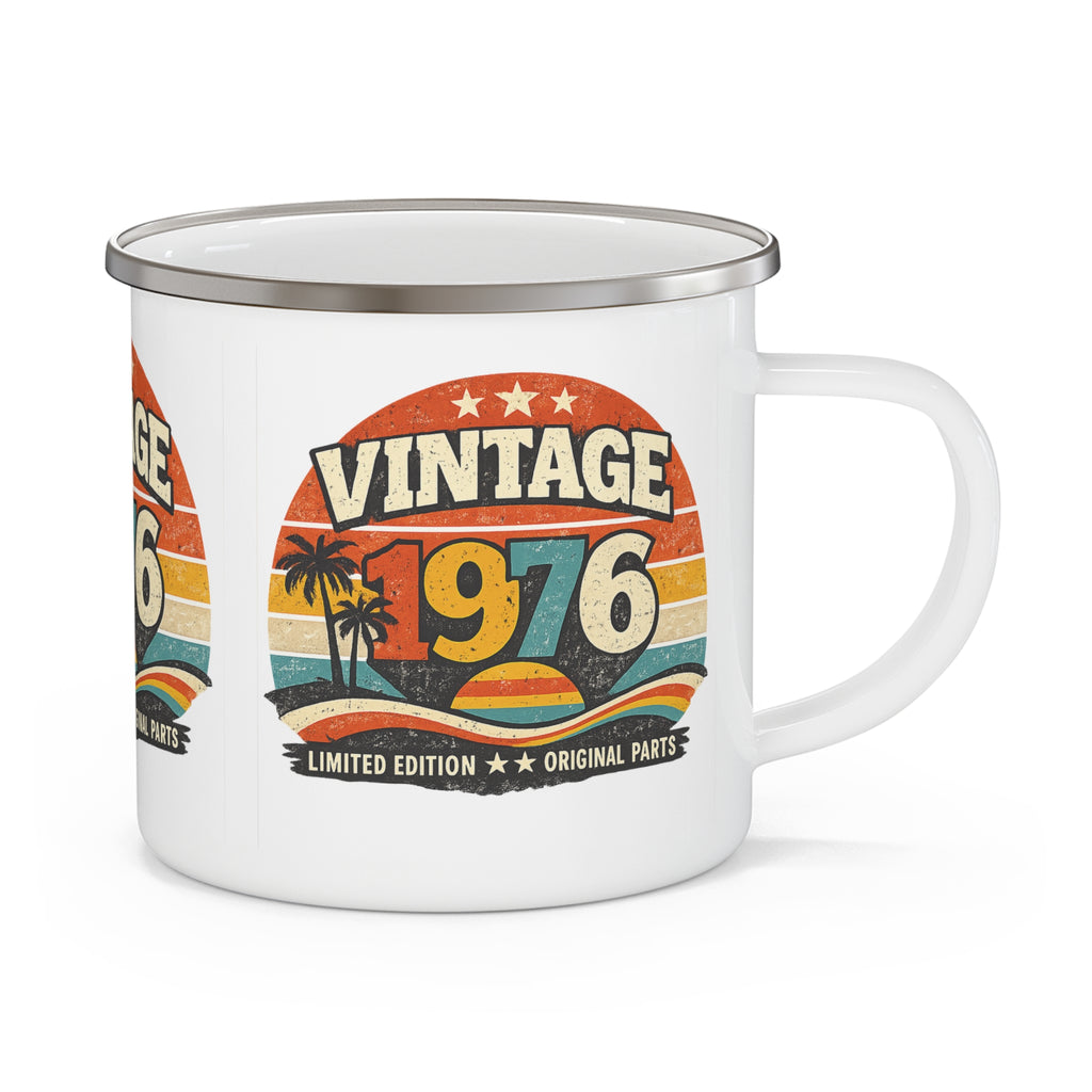 Vintage 1976 Enamel Camping Mug — Retro Birth Year Gift