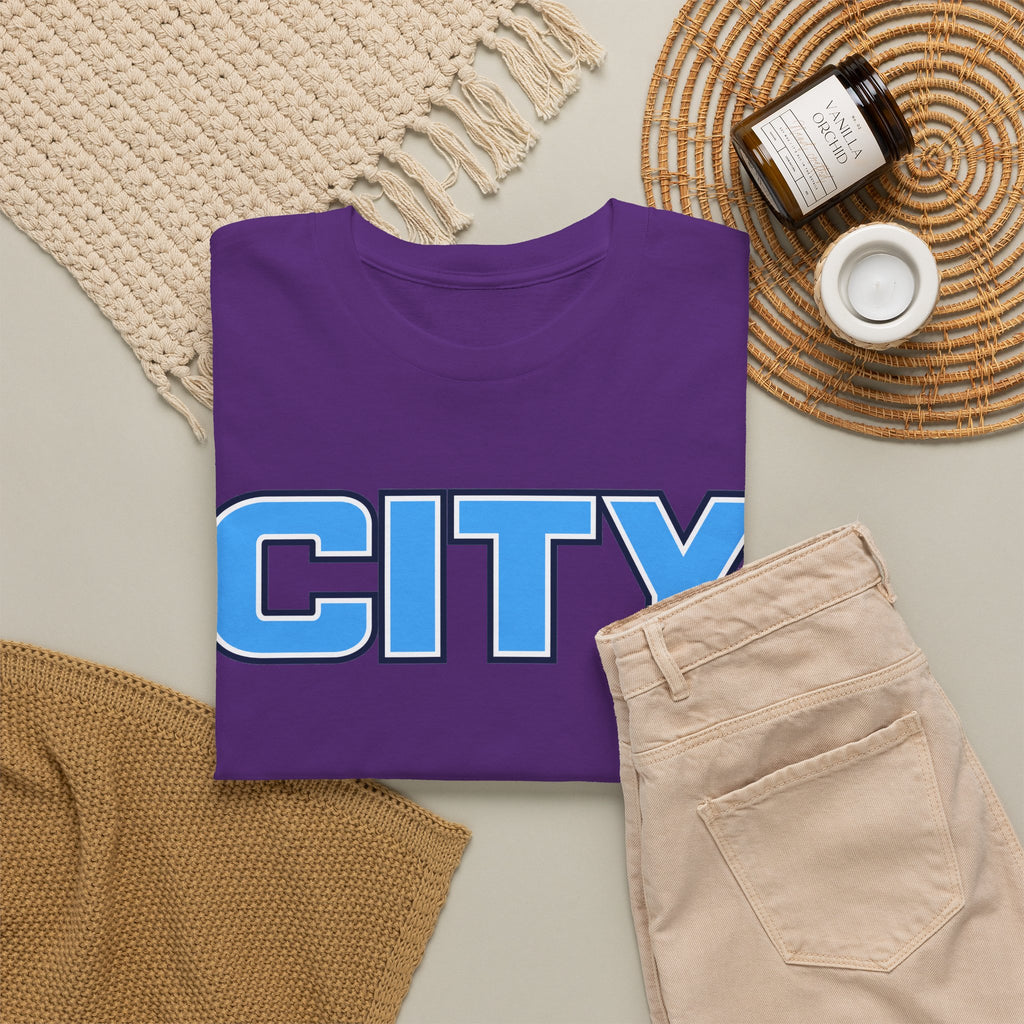 CITY Graphic Tee — Retro Man City Inspired Blue Block Letter T-Shirt