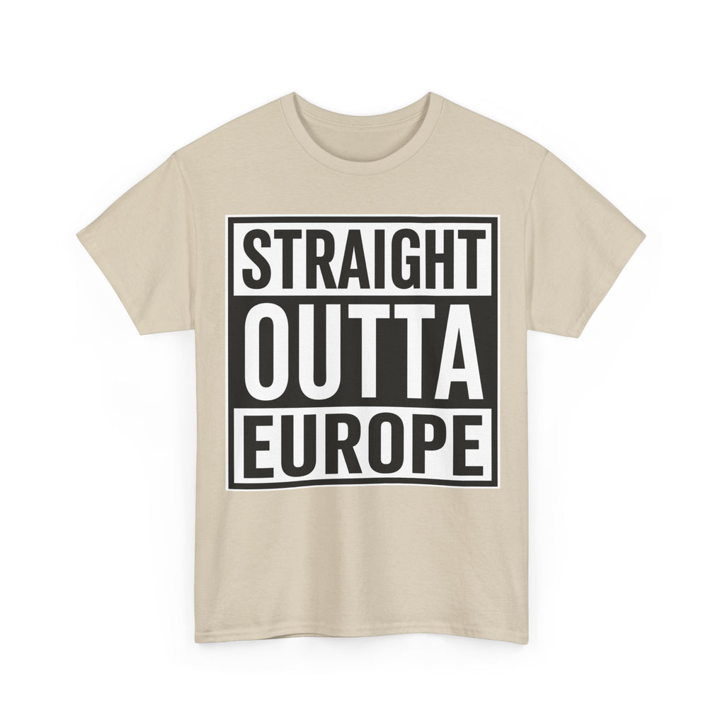 Straight Outta Europe T-Shirt — Bold Black Box Graphic Tee
