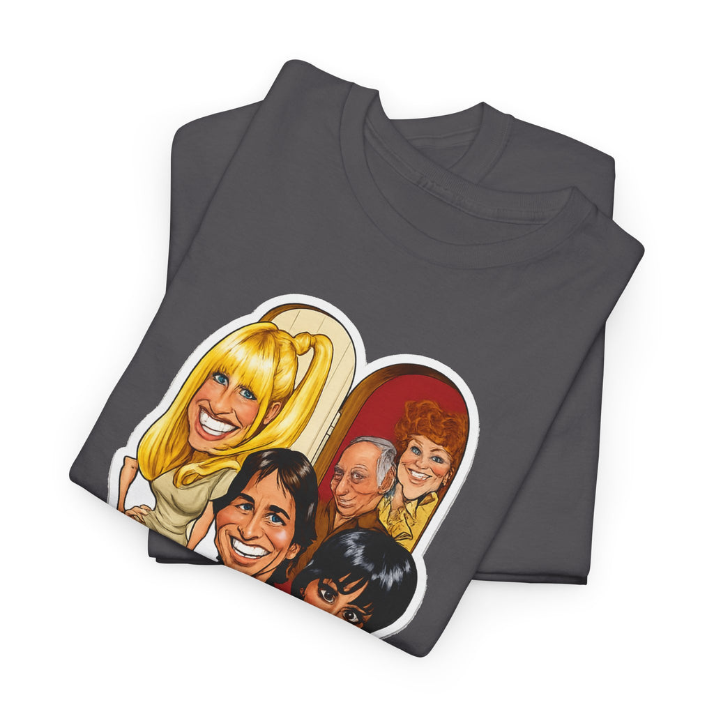 Three's Company Retro TV Tee — Vintage Sitcom Caricature T-Shirt