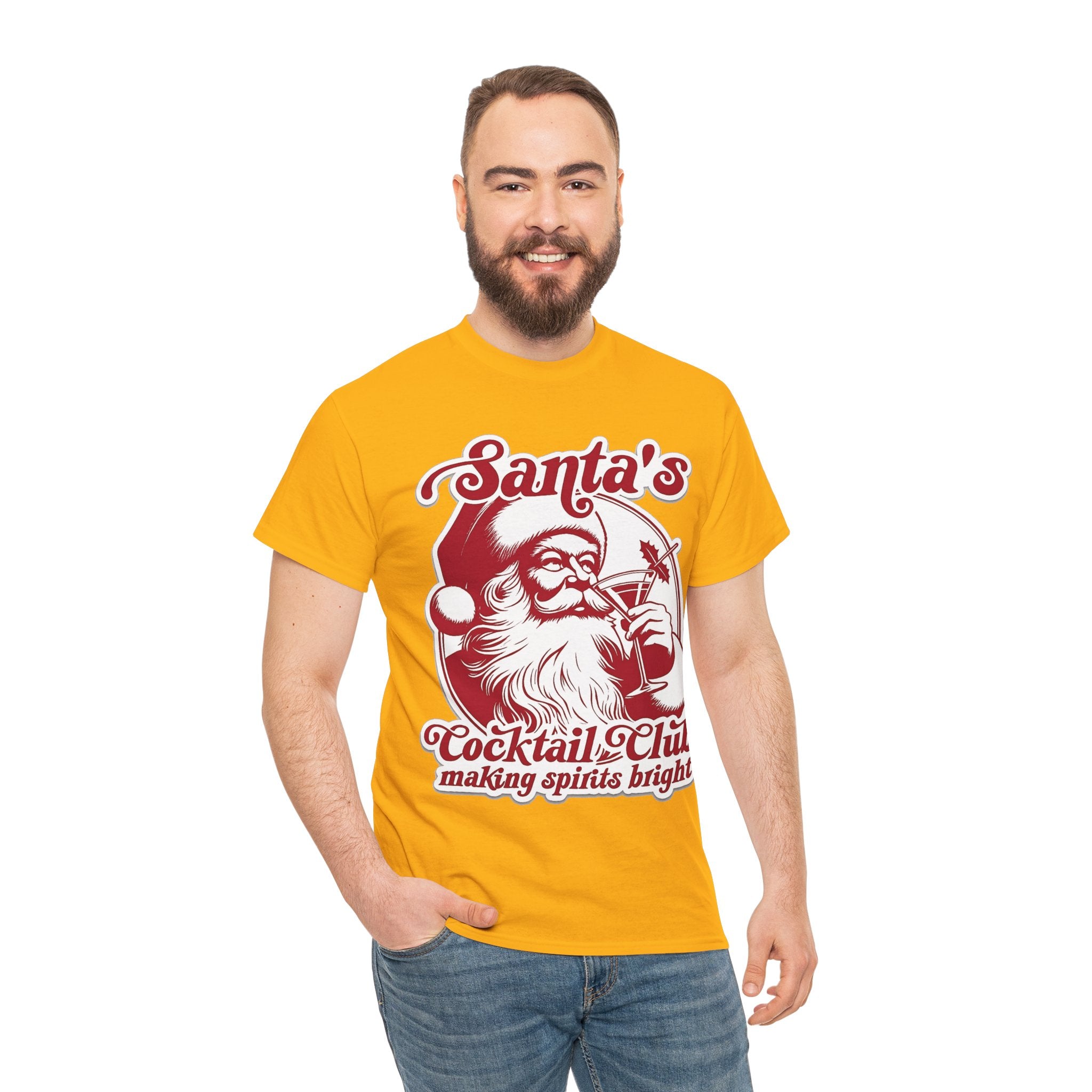 Santa’s Cocktail Club Tee — "Making Spirits Bright" Christmas Shirt