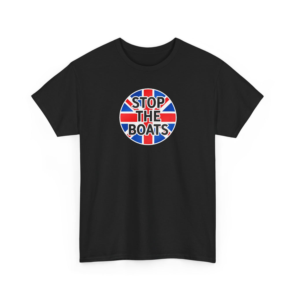 Stop The Boats Union Jack Protest Cotton T-Shirt / Tee