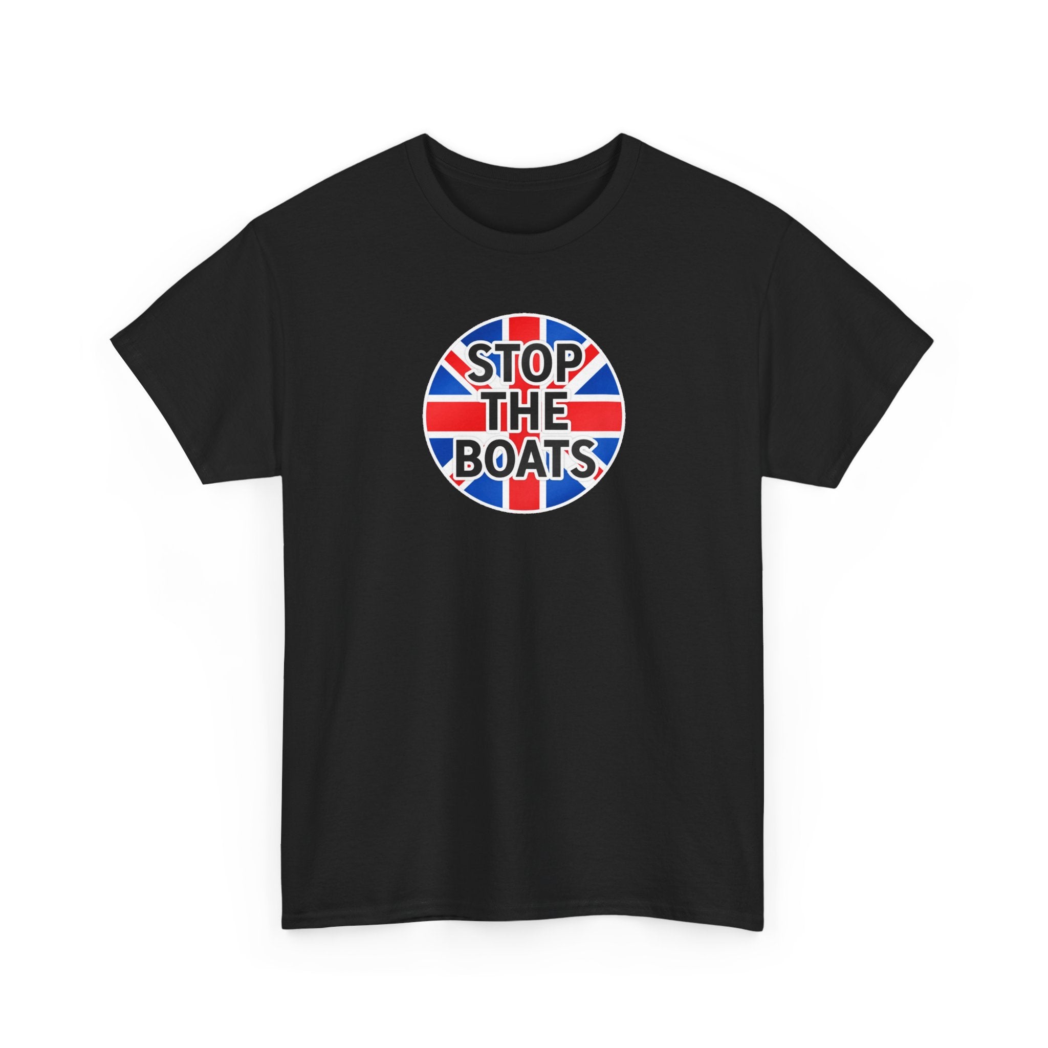 Stop The Boats Union Jack Protest Cotton T-Shirt / Tee