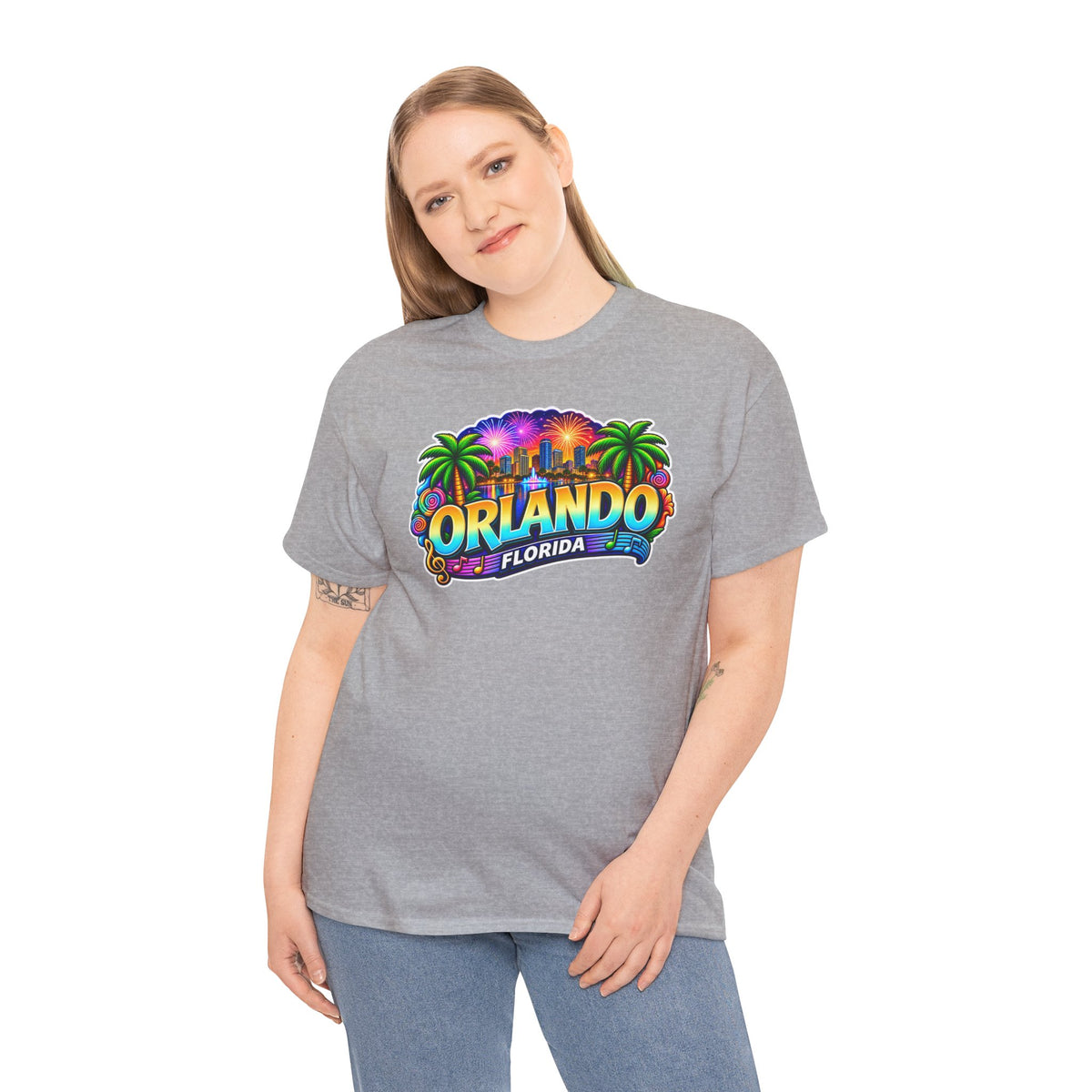 Orlando Florida Retro Sunset Palm Cotton T-Shirt