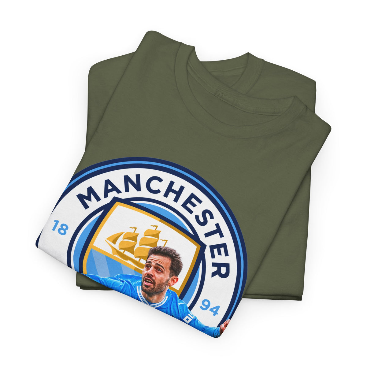 Bernardo SIlva Manchester City legend Cotton T‑Shirt — Blue Crest Football Tee