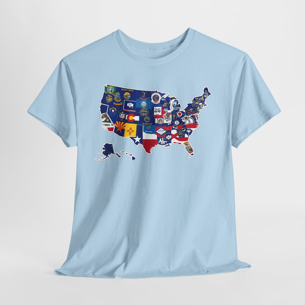 USA Map Flag T-Shirt — United States State Flag Map Tee