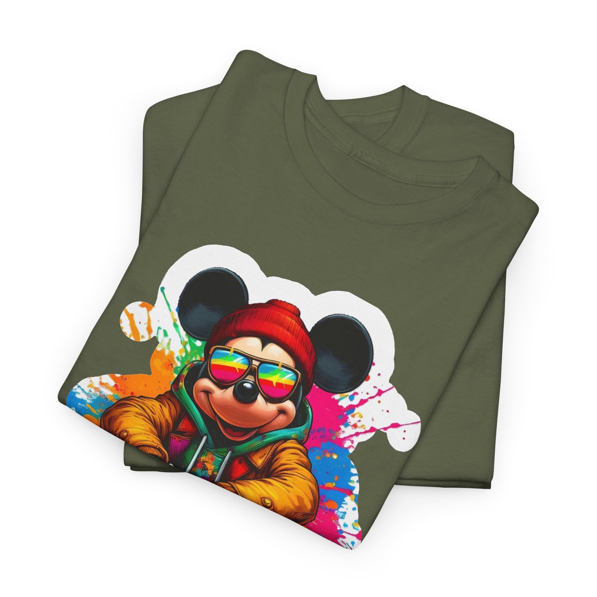 Streetwear Mouse Graphic Tee — Colorful Urban Hip-Hop Cartoon Shirt