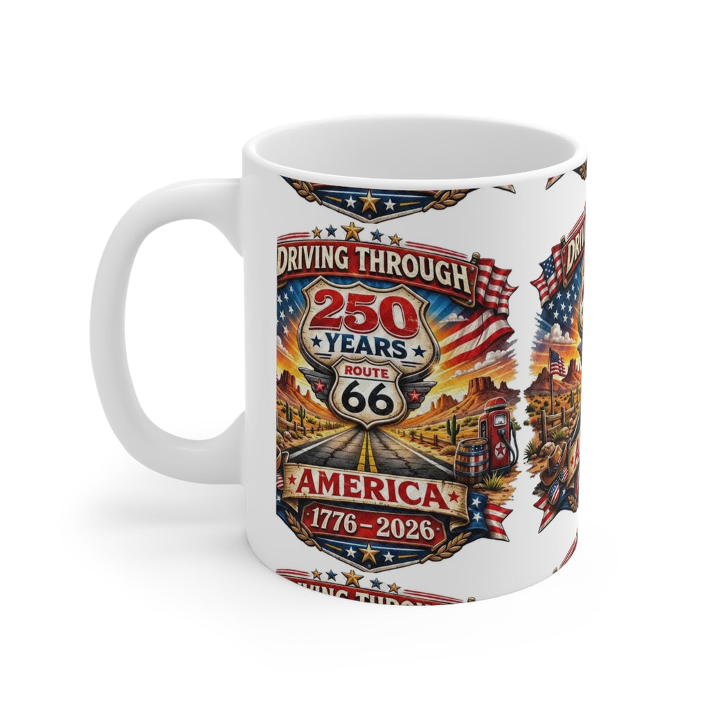 Route 66 250 Years America Mug – 1776-2026 Commemorative Ceramic Coffee Cup (11oz/15oz)