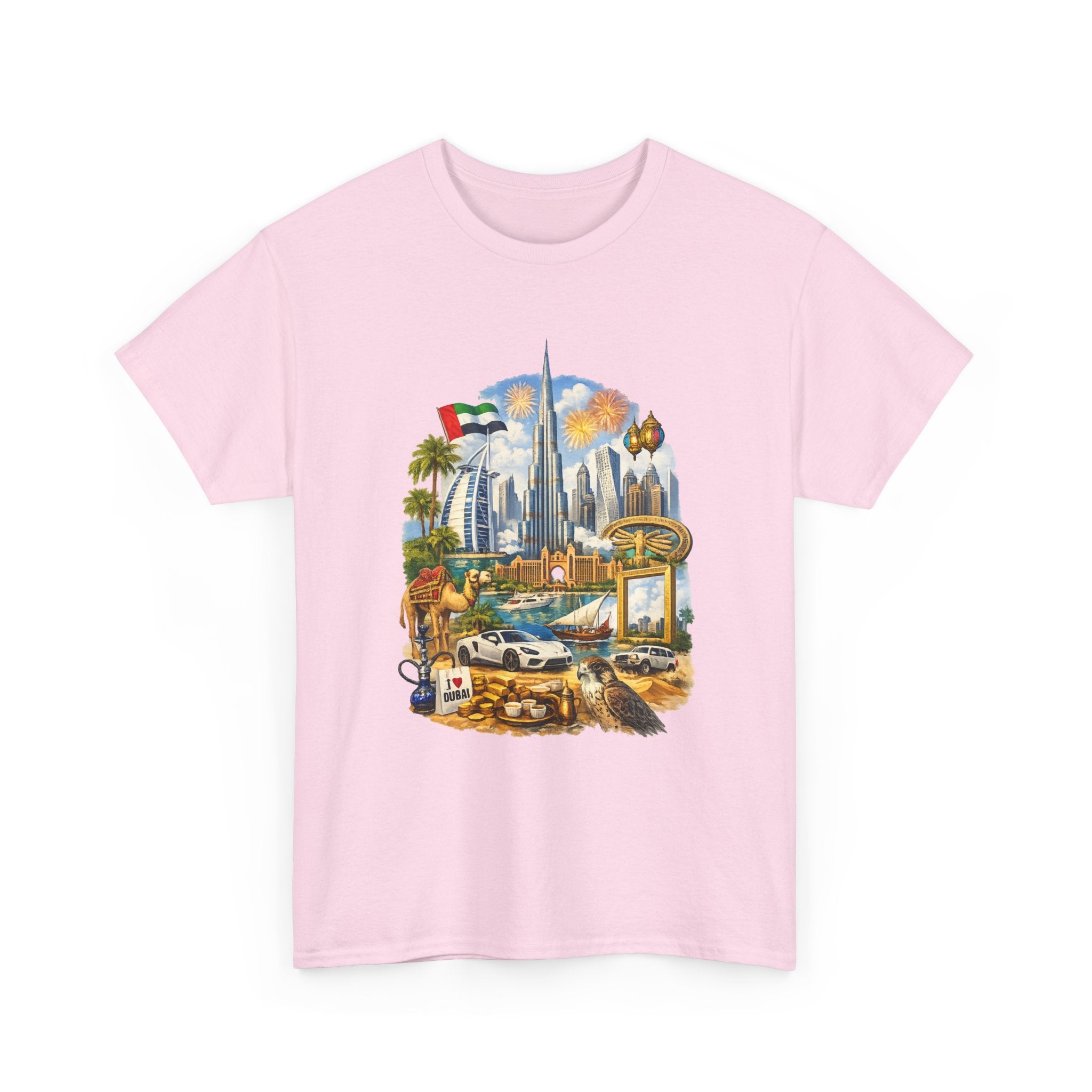 Dubai Skyline Beach Vacation T-Shirt – Retro Travel Collage Tee