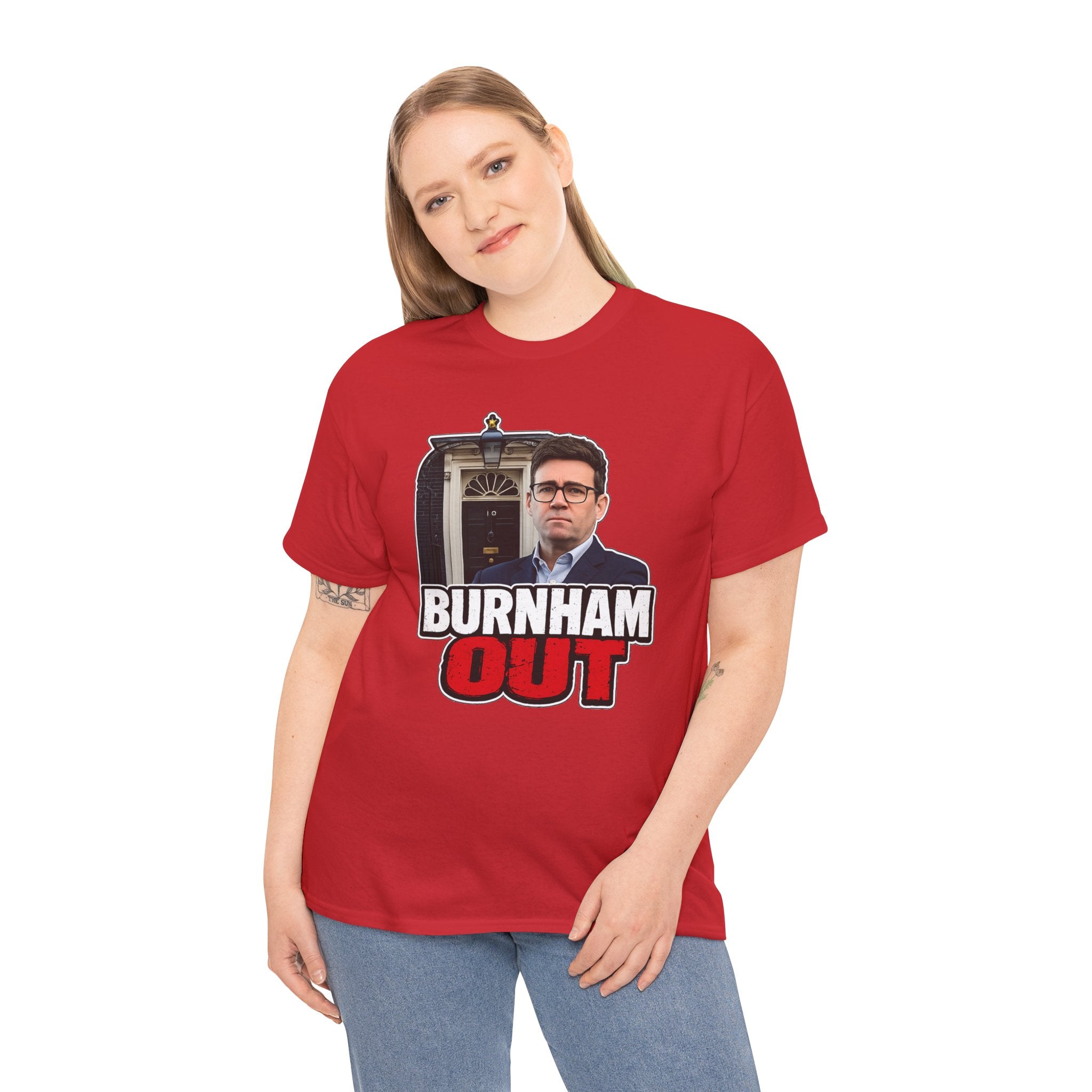 Andy Burnham Out Political Satire T‑Shirt — "Burnham Out" Protest Tee