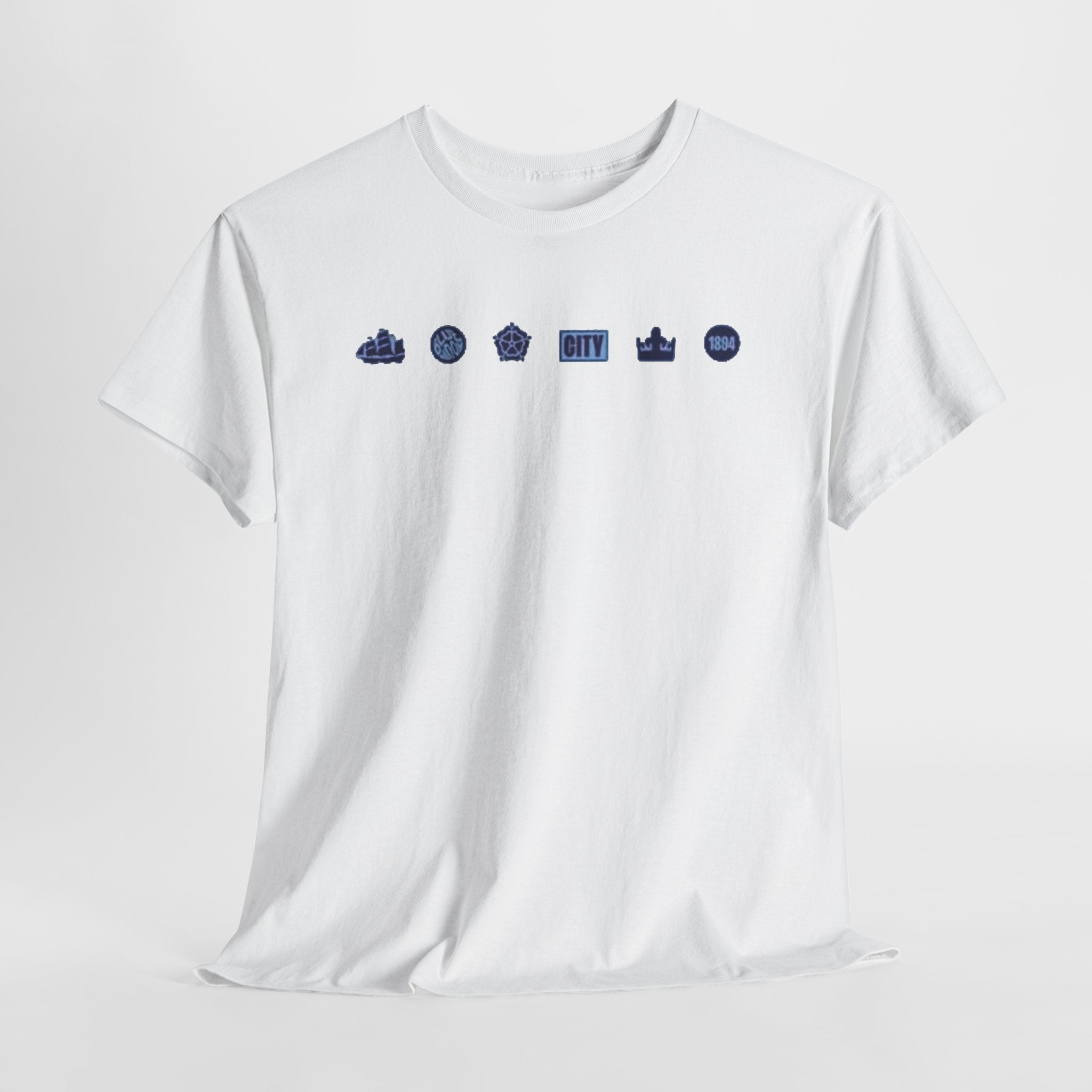 Manchester City Minimal City Icons Tee — Navy Skyline Icons Chest Print