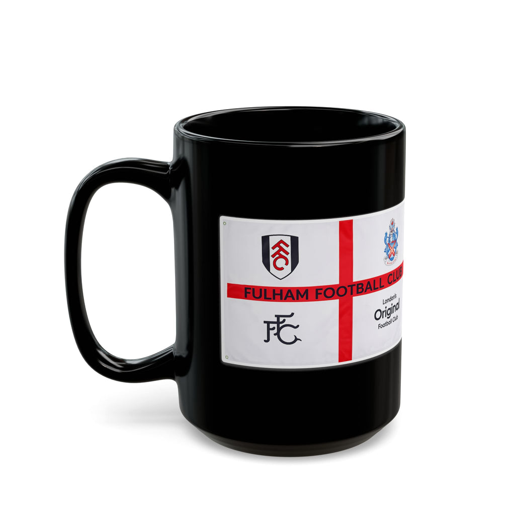 Fulham Football Club Black Mug – Crest & England Flag Design (11oz/15oz)