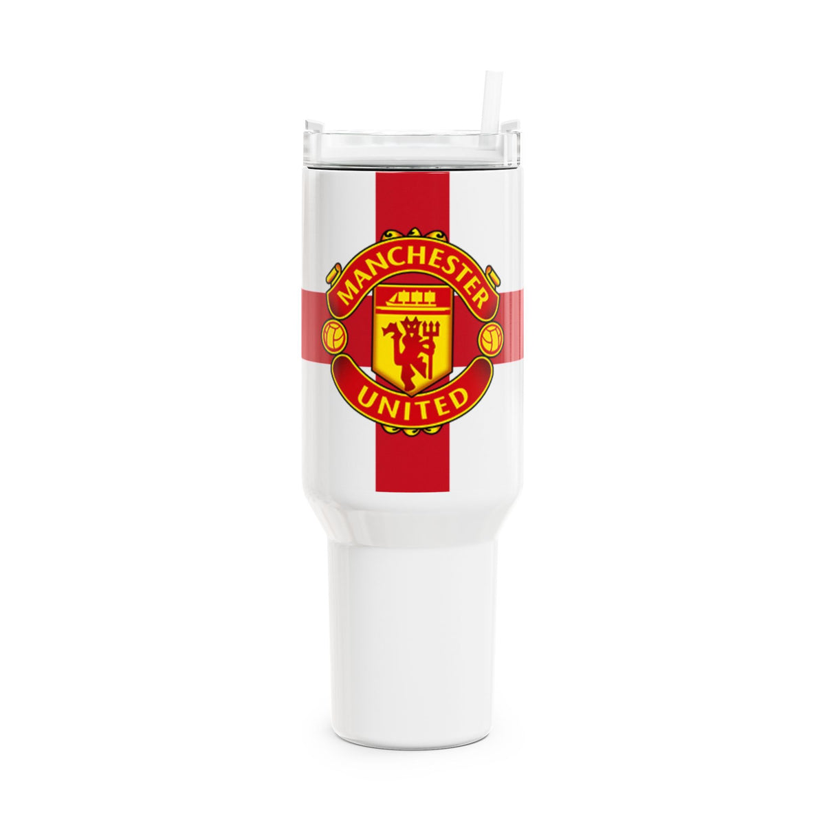 Manchester United 40oz Travel Tumbler — Red Cross Crest Stainless Insulated Cup