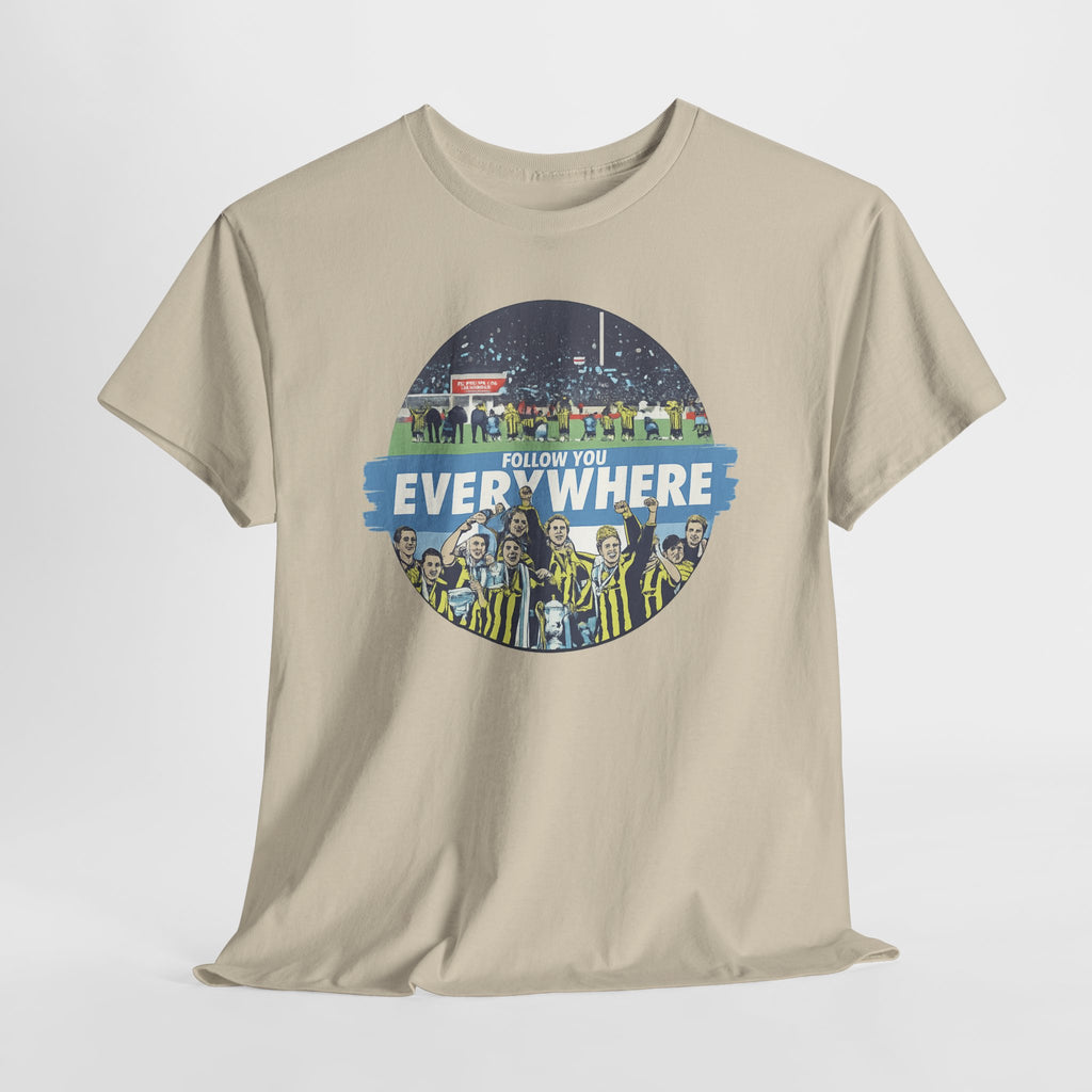 Manchester City Everywhere Soccer Crowd Graphic Tee — 'Follow You Everywhere' Fan Shirt