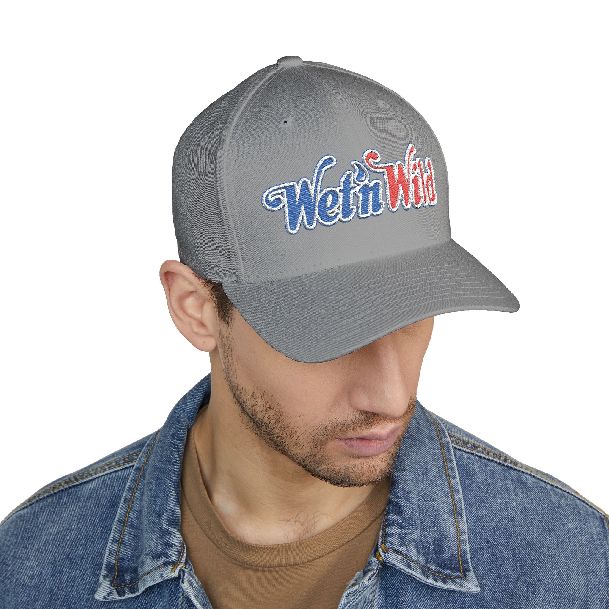 Wet 'n Wild Retro Embroidered Cap — Patriotic Red & Blue Retro Baseball Hat