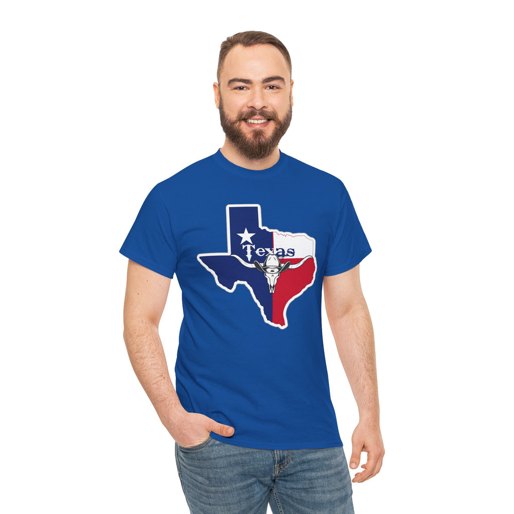 Texas Flag Outline T-Shirt — Lone Star State Map Tee with 'Texas' Text