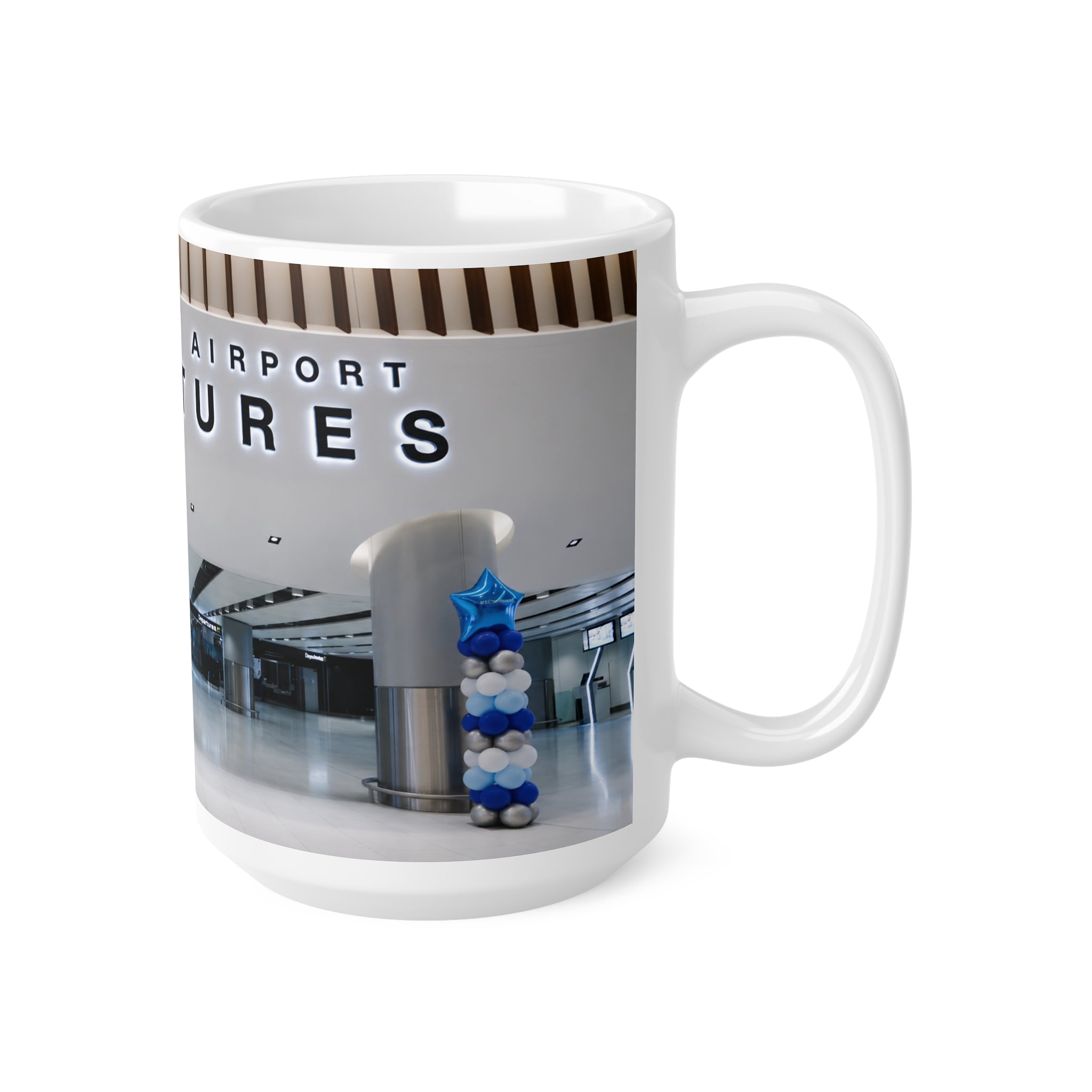 Manchester Airport Departures Terminal 2 Ceramic Coffee Cup (11oz & 15oz)