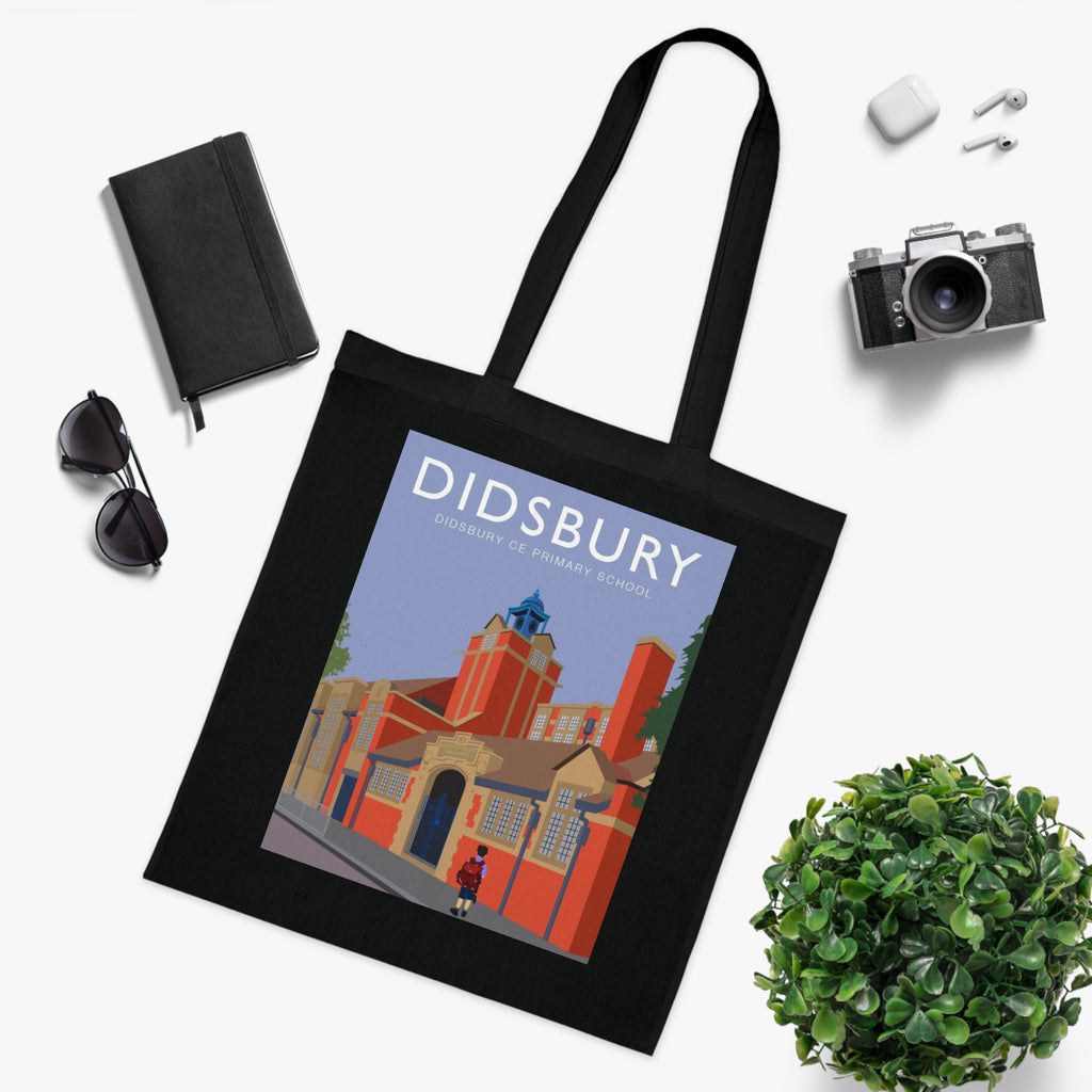 Elm Grove Didsbury C of E Primary School Vintage Travel Tote — Retro Illustrated Cotton Shopper Bag