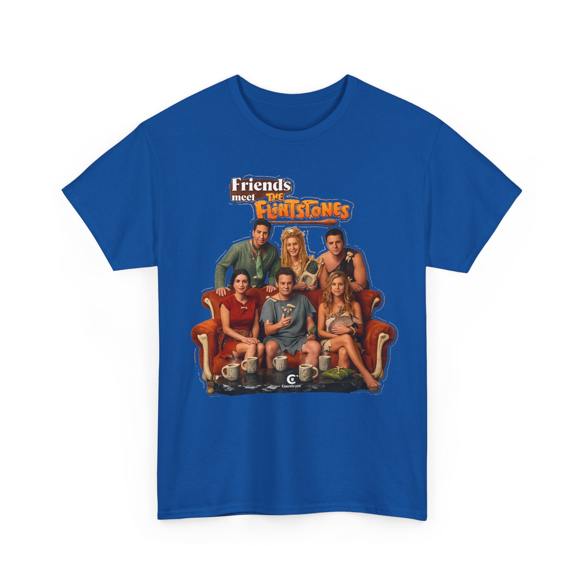 Friends meets the Flintstones TV Sitcom Cast Graphic Tee — 'Friends' Retro Couch Design