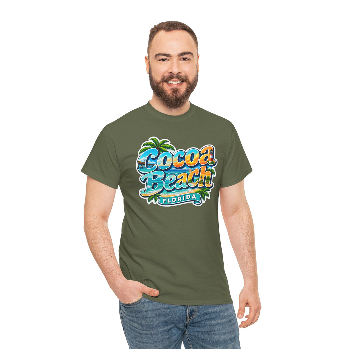 Cocoa Beach Florida Vintage Surf Cotton T-Shirt