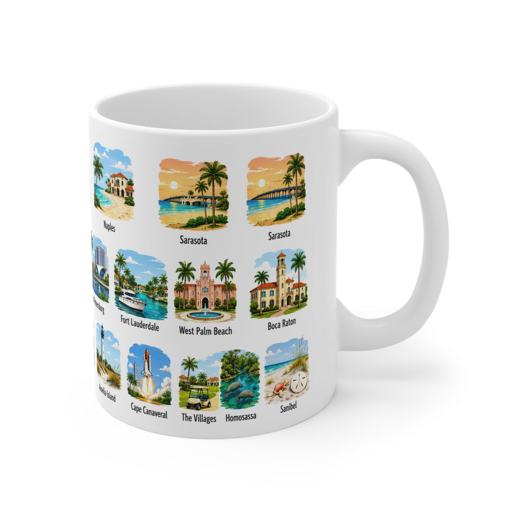 Florida Cities Scenic Ceramic Coffee Mug – 11oz & 15oz Travel Souvenir Cup