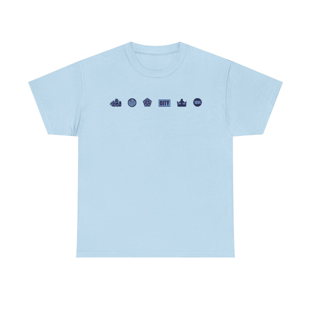 Manchester City Minimal City Icons Tee — Navy Skyline Icons Chest Print
