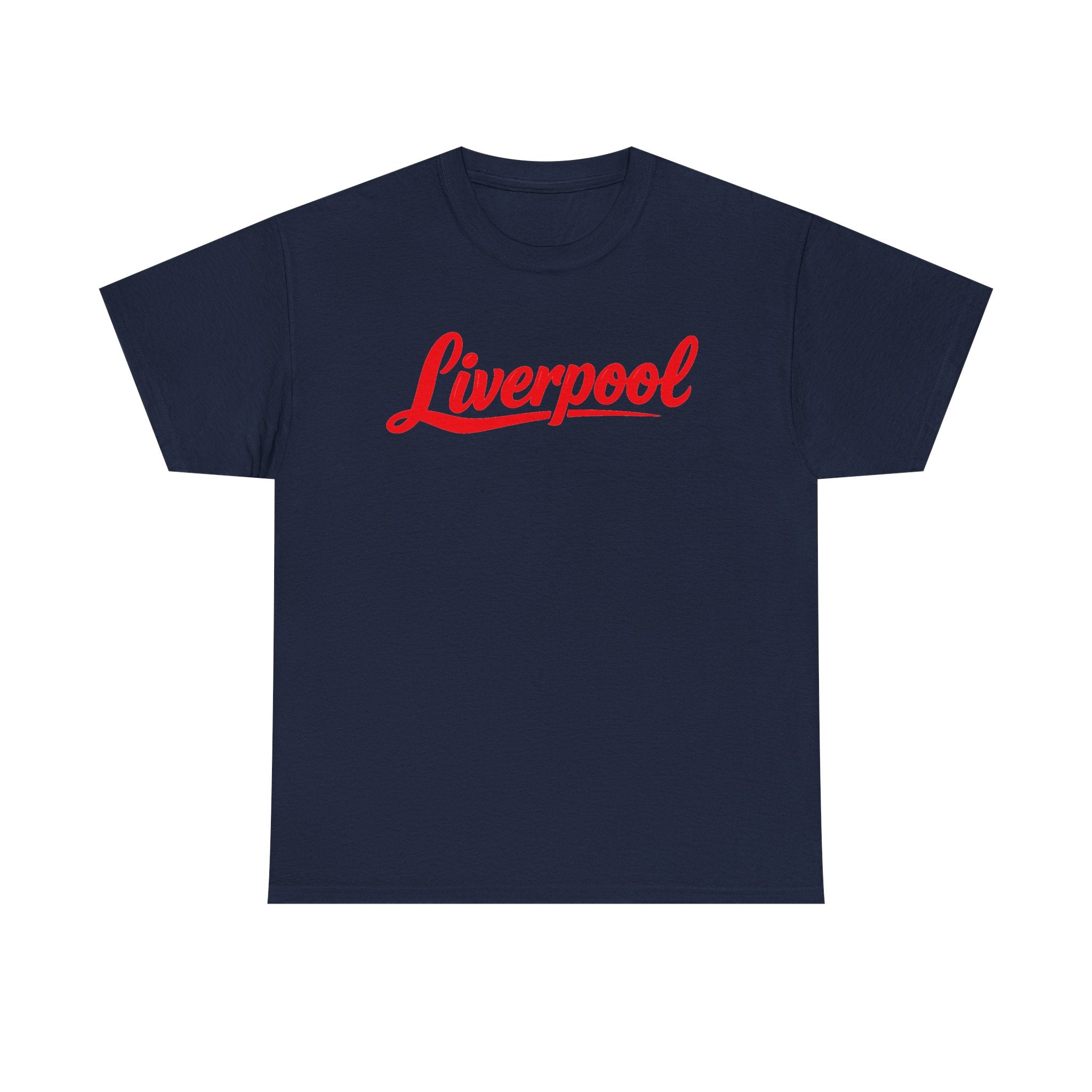 Liverpool Script T-Shirt — Retro Red Logo Tee for Fans
