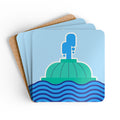 Orlando Lake Eola Cork Coaster Set — Nautical Fountain & Waves Drink Coasters (Set)