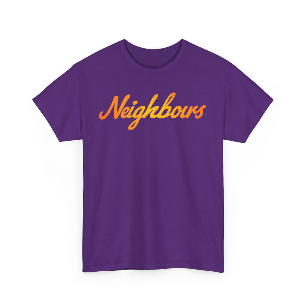Neighbours Script T‑Shirt — Retro Orange Neighborhood Tee