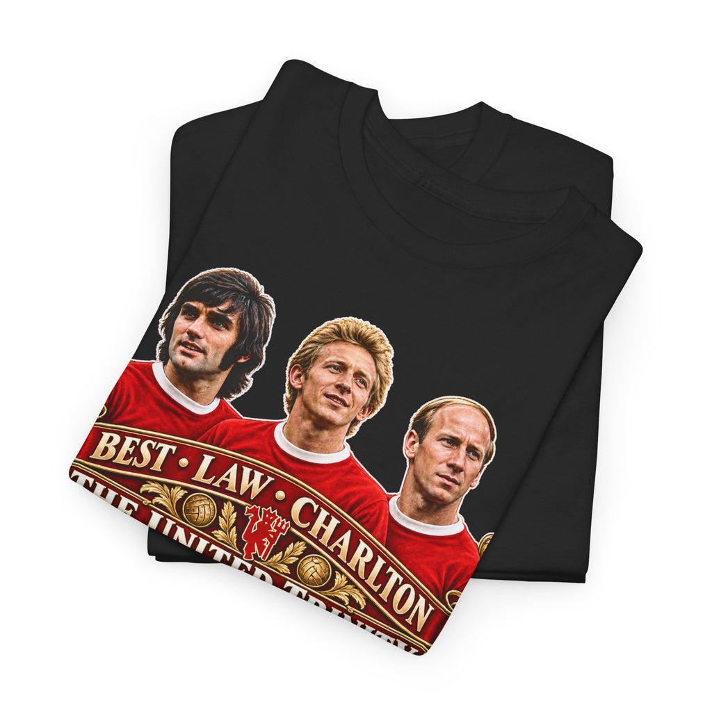 T-Shirt — 'The United Trinity: Best · Law · Charlton' Vintage Football Tribute Tee