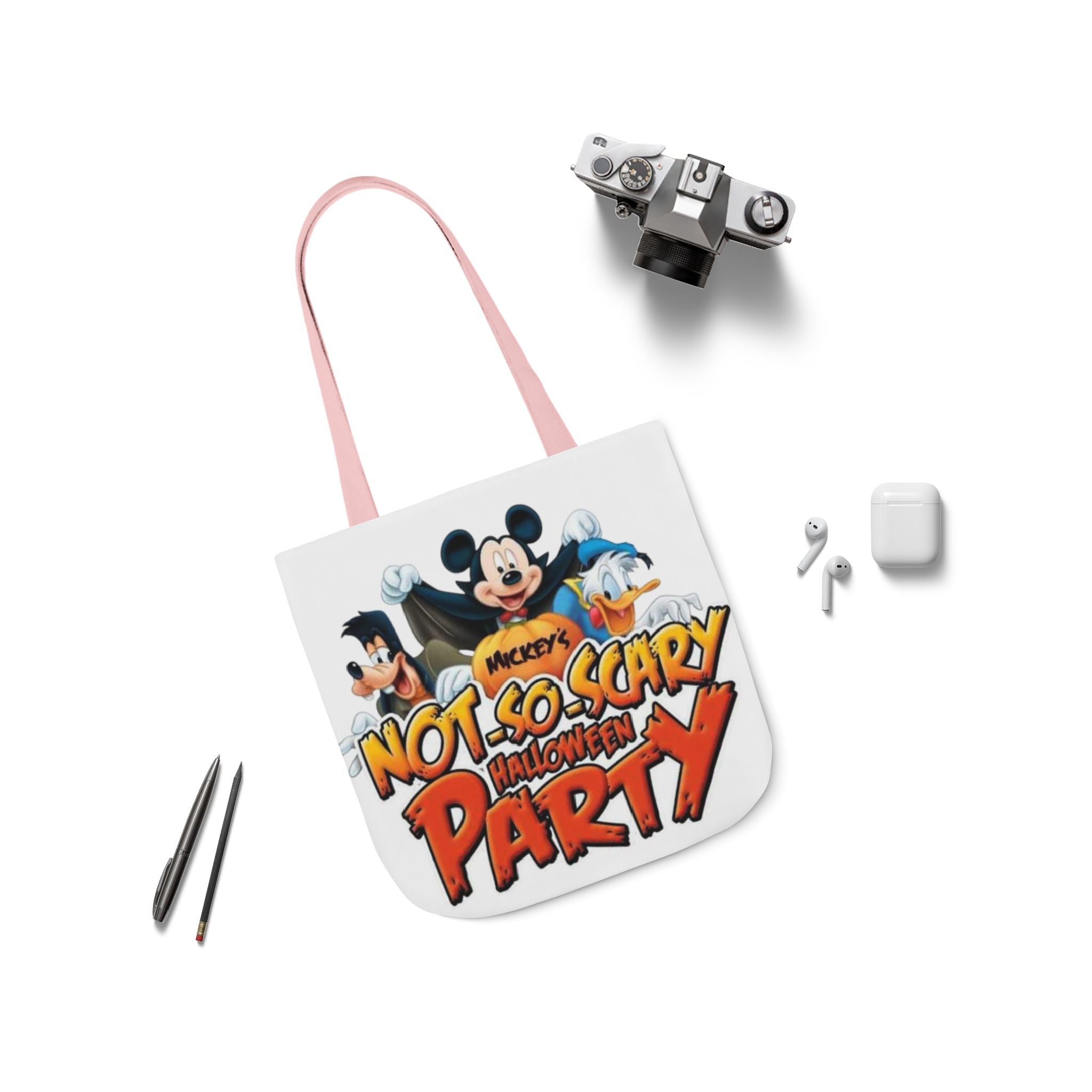 Halloween Party Canvas Tote Bag — "Not-So-Scary Halloween Party" Graphic