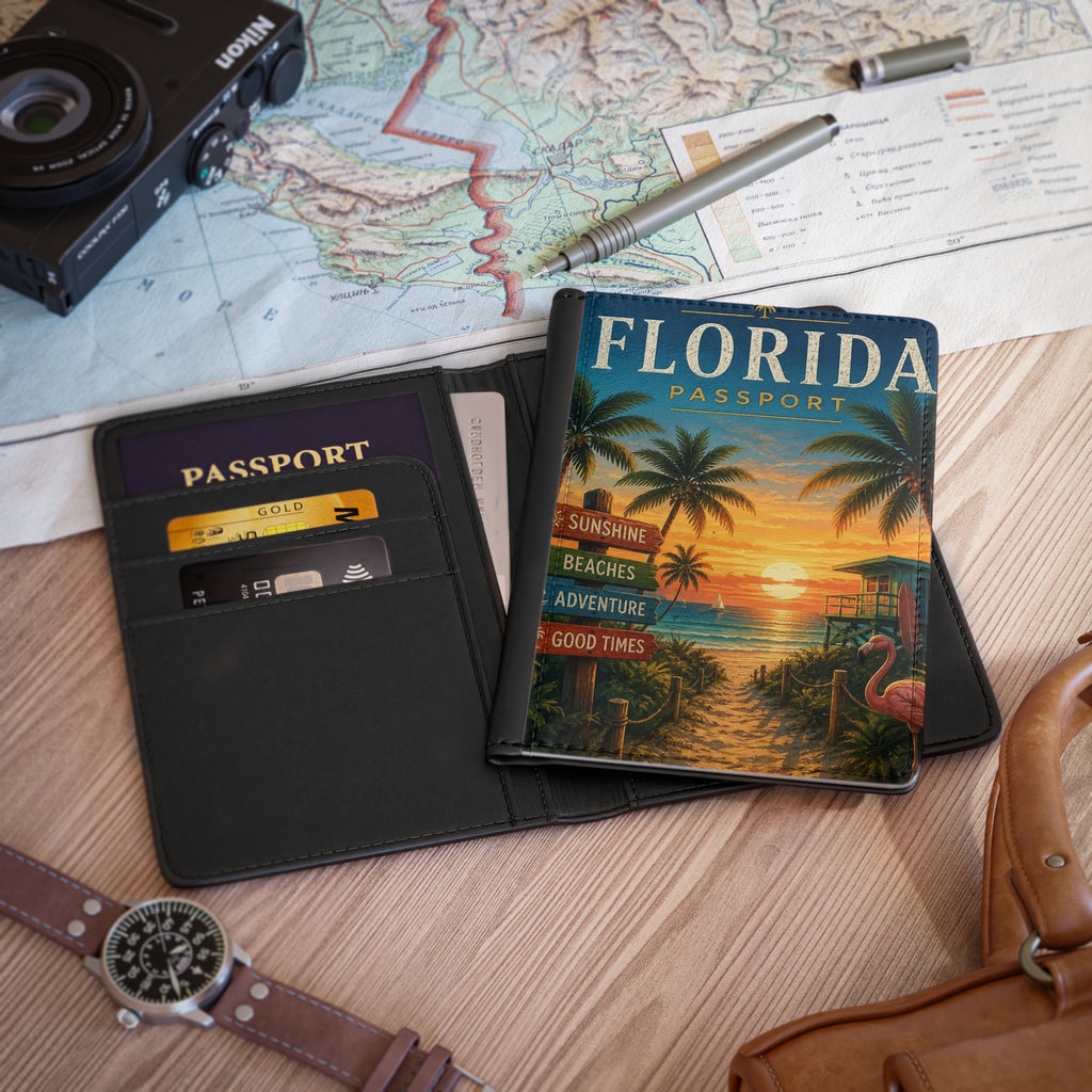 Florida Passport Cover — Vintage Sunset Beach Travel Holder
