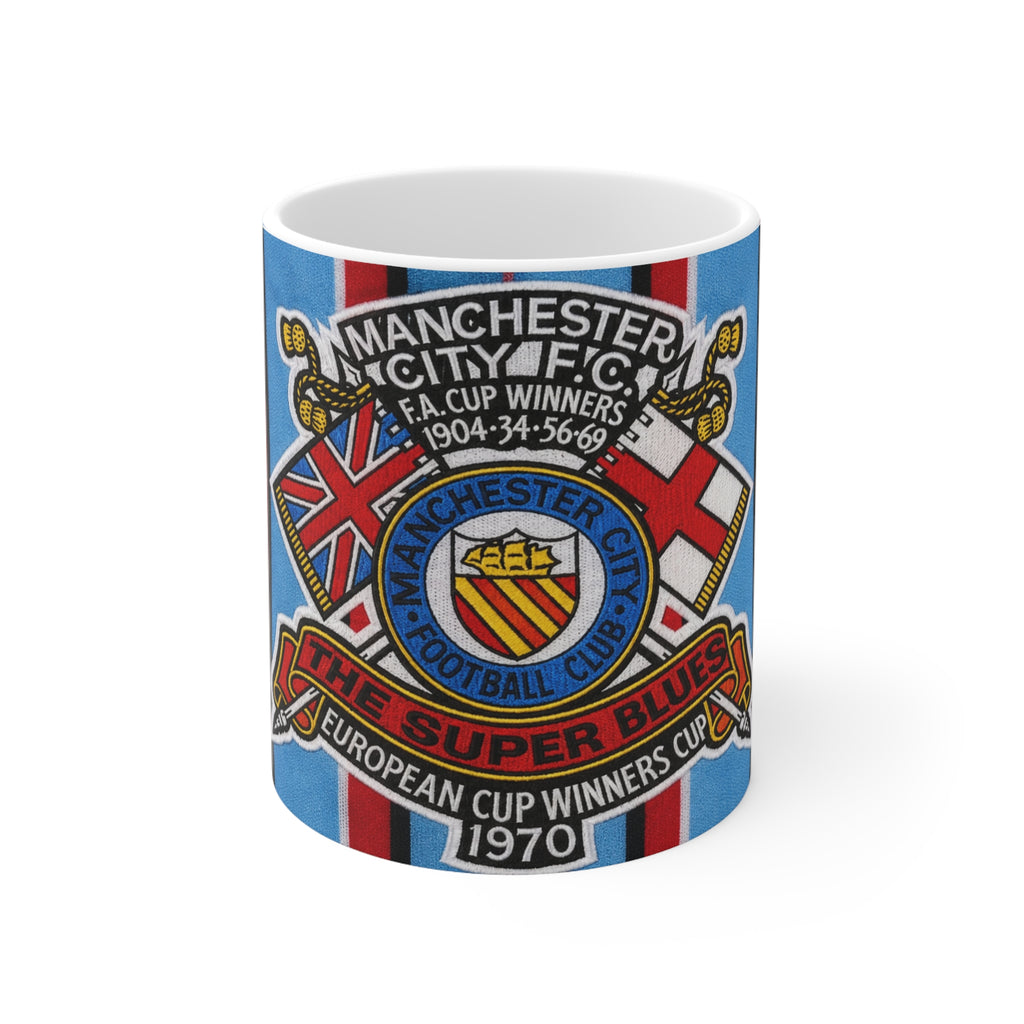 Manchester City Retro Crest Ceramic Mug — 11oz/15oz Football Coffee Cup