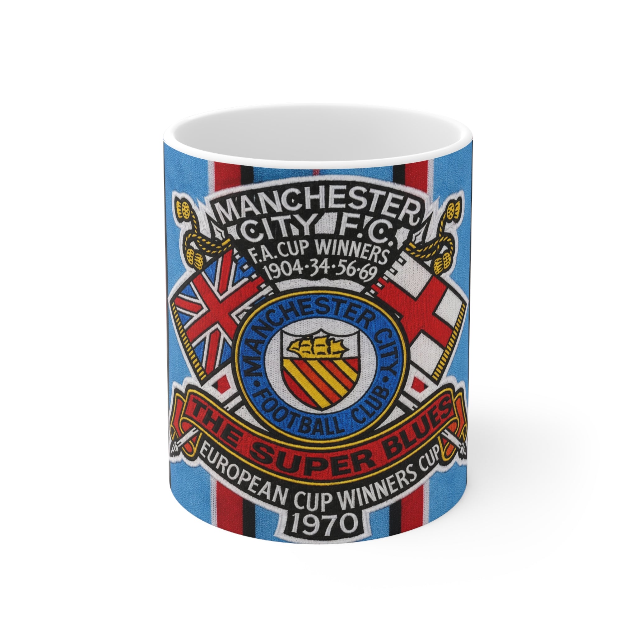 Manchester City Retro Crest Ceramic Mug — 11oz/15oz Football Coffee Cup