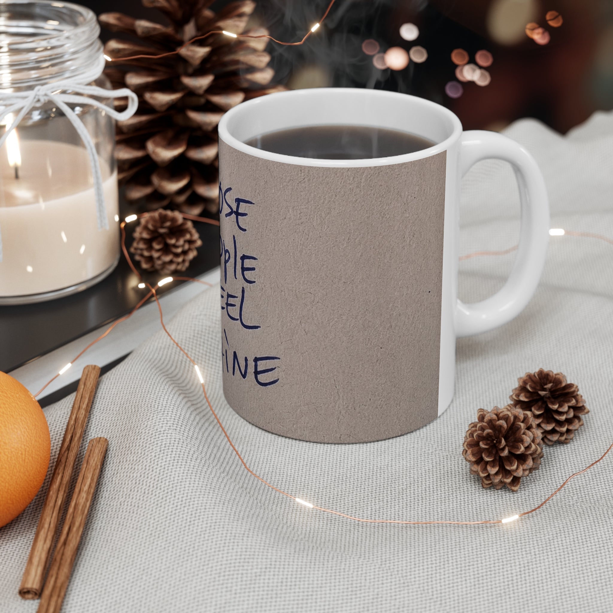 Inspirational Quote Mug — “Stay Close to People Who Feel Like Sunshine” Ceramic Coffee Cup
