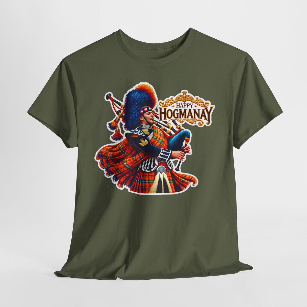 Hogmanay Bagpiper T‑Shirt — Happy Hogmanay Scottish New Year Tee