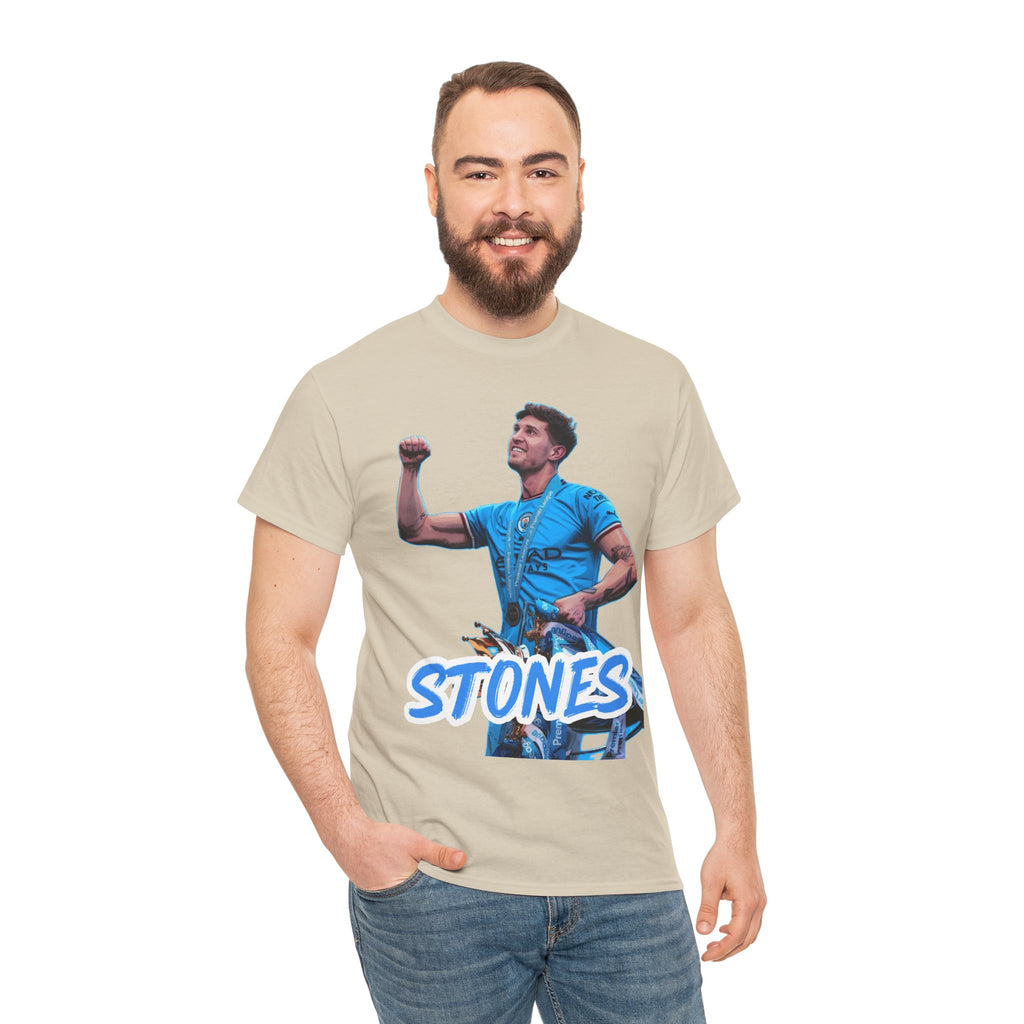 John Stones Manchester City Soccer Fan Tee — Blue Player Graphic T-Shirt