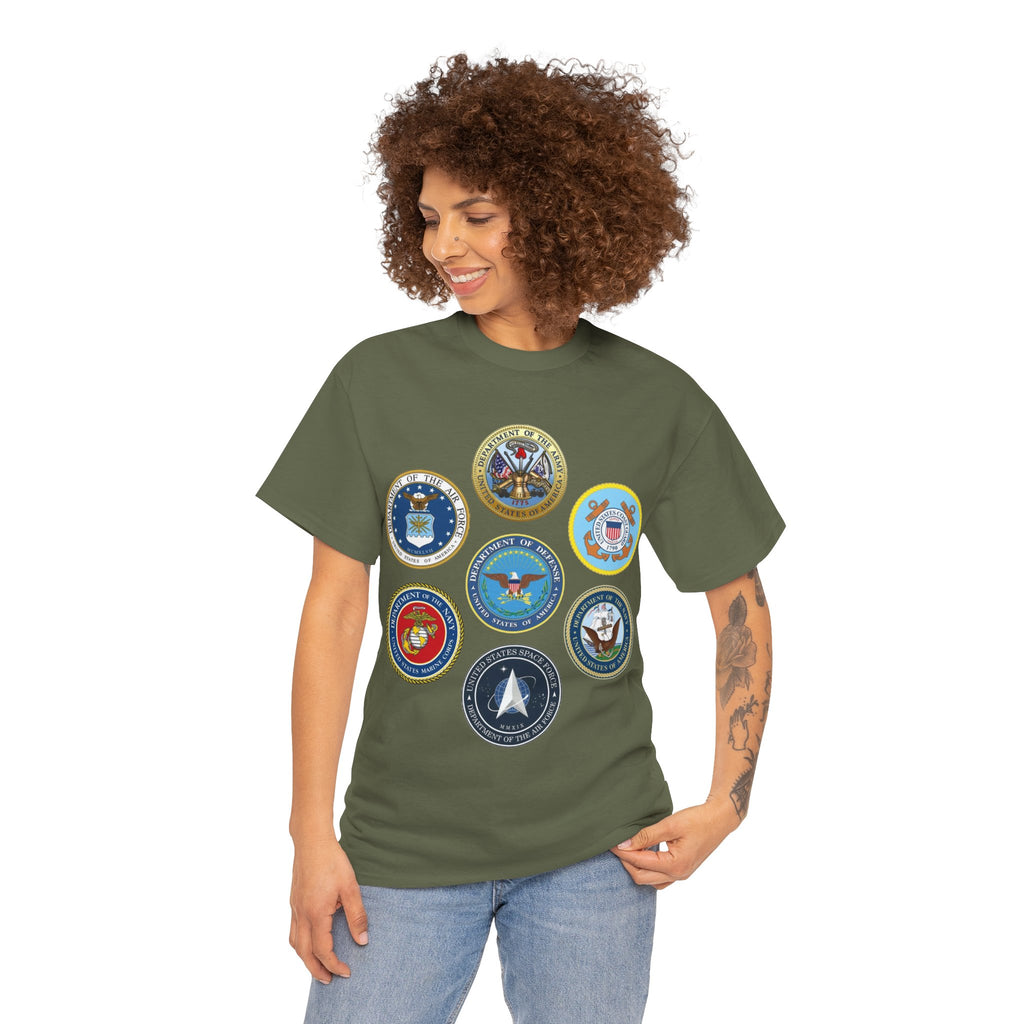 Military Branch Seals T-Shirt — Vintage US Armed Forces Emblems Tee