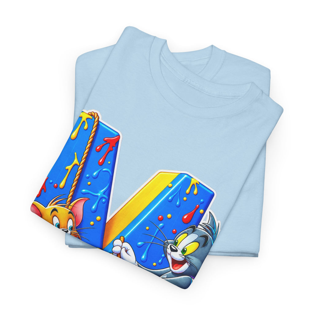 Tom & Jerry Letter M Cotton T-Shirt — Retro Cartoon Graphic Tee