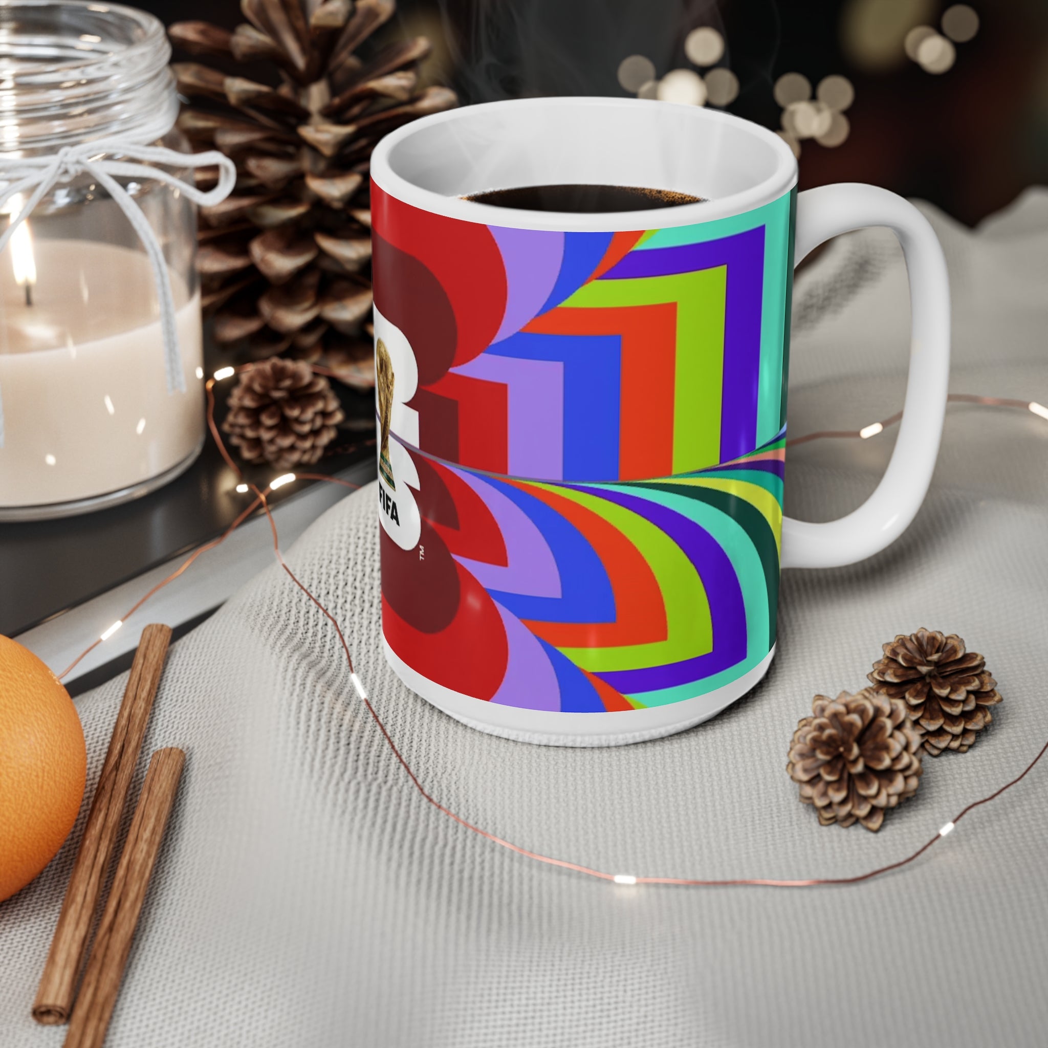 FIFA World Cup 2026 Trophy / Colorful Retro Logo Ceramic Mug — (11oz, 15oz)